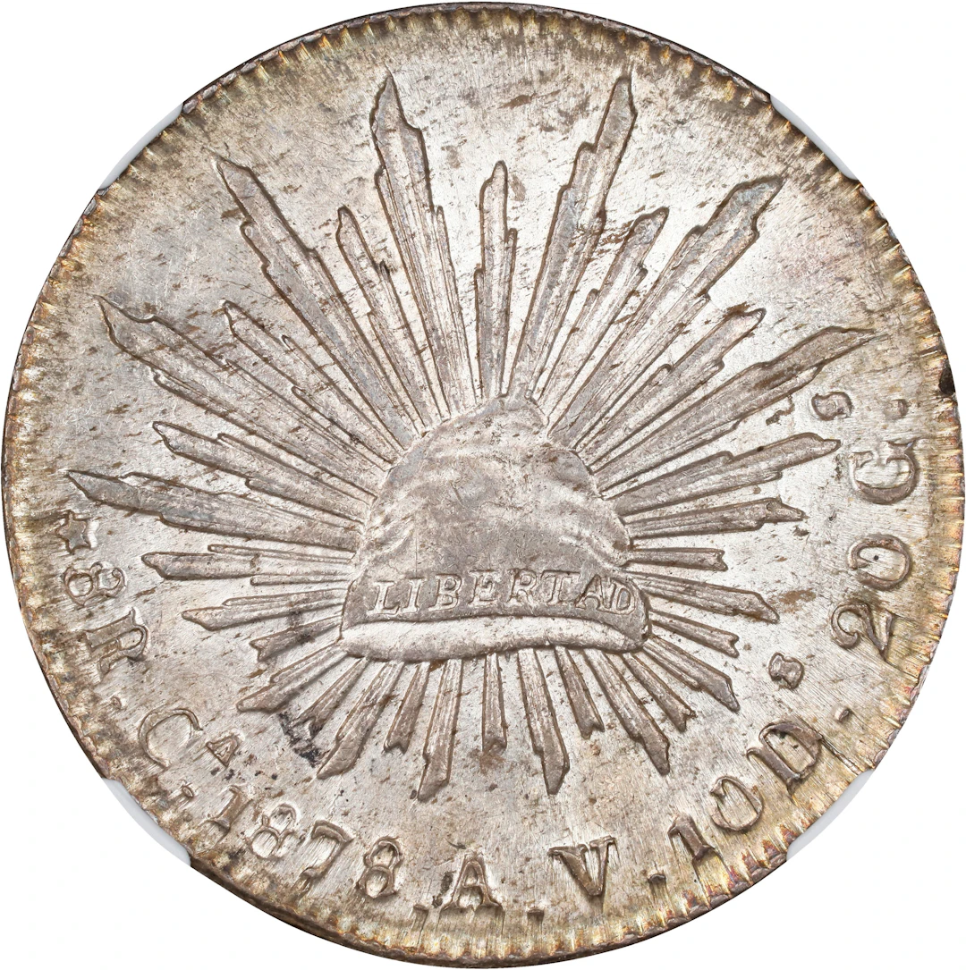 MEXICO. 8 Reales, 1878-Ca AV. Chihuahua Mint. NGC MS-62.