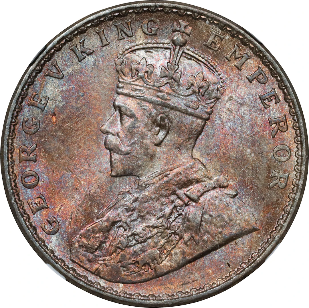 INDIA. Rupee, 1919-(C). Calcutta Mint. George V. NGC MS-64.