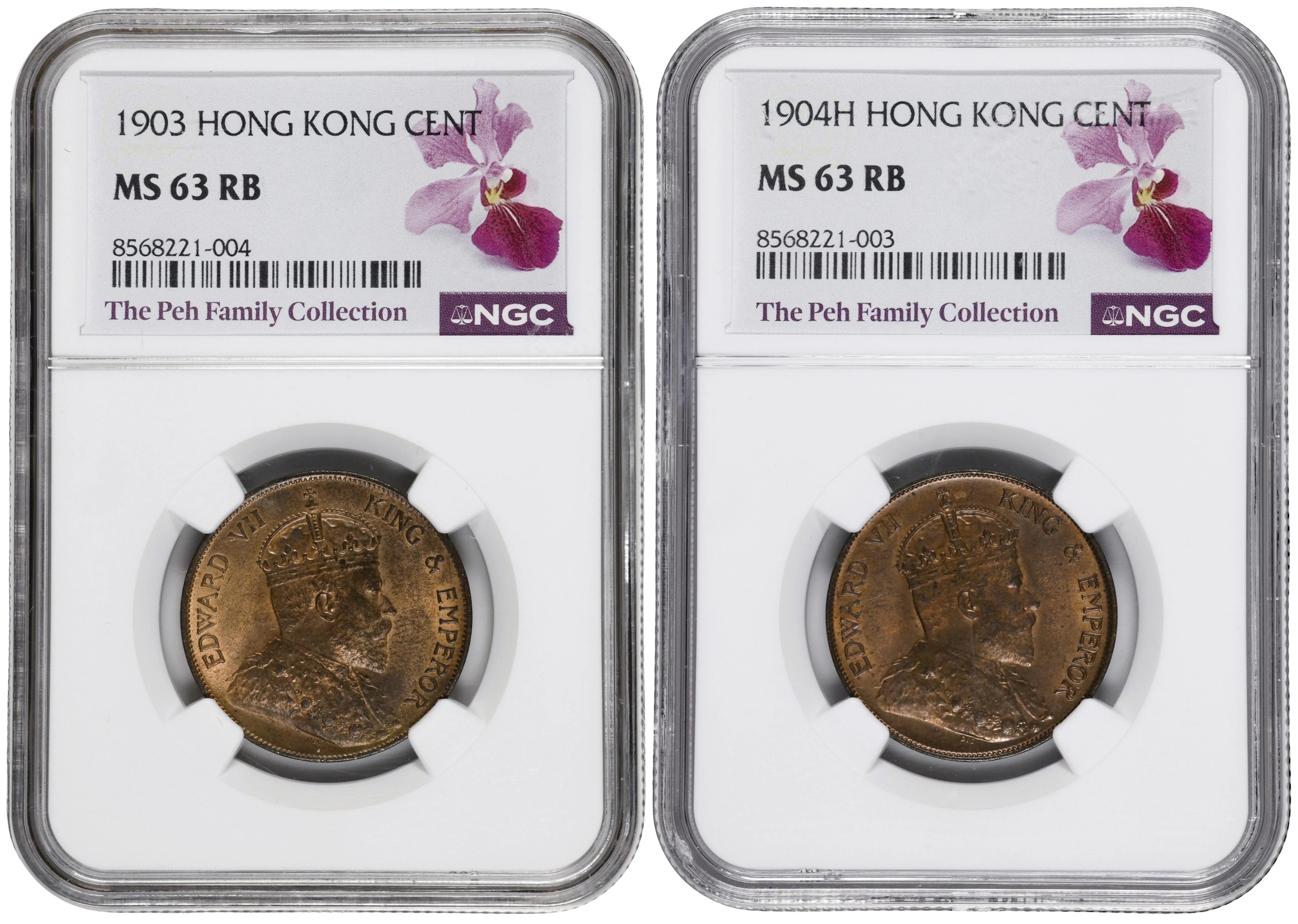 (t) HONG KONG (SAR). Duo of Cents (2 Pieces), 1903 & 1904. Edward