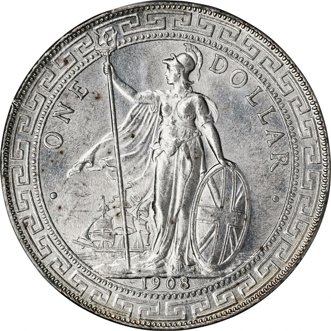 GREAT BRITAIN. Trade Dollar, 1908-B. Bombay Mint. Edward VII. PCGS MS-63.
