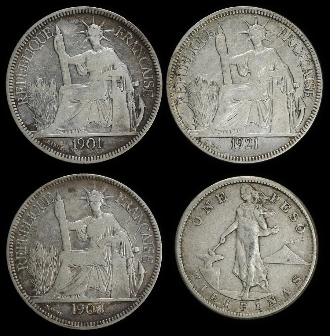 MIXED LOTS. Quartet of Peso and Piastres (4 Pieces), 1901-21.