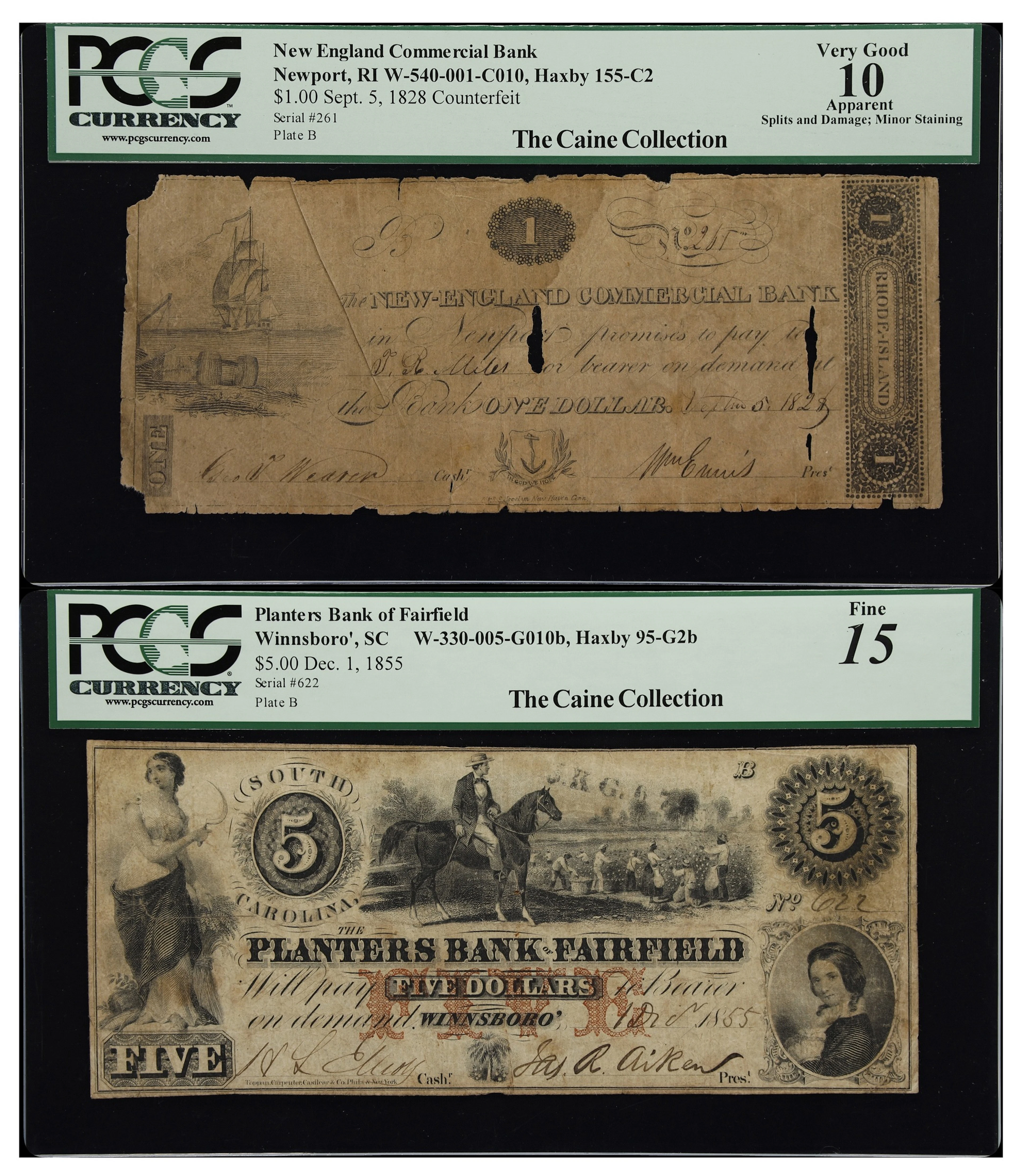 Lot of (2) Rhode Island & South Carolina Obsoletes. Mixed Issuers.