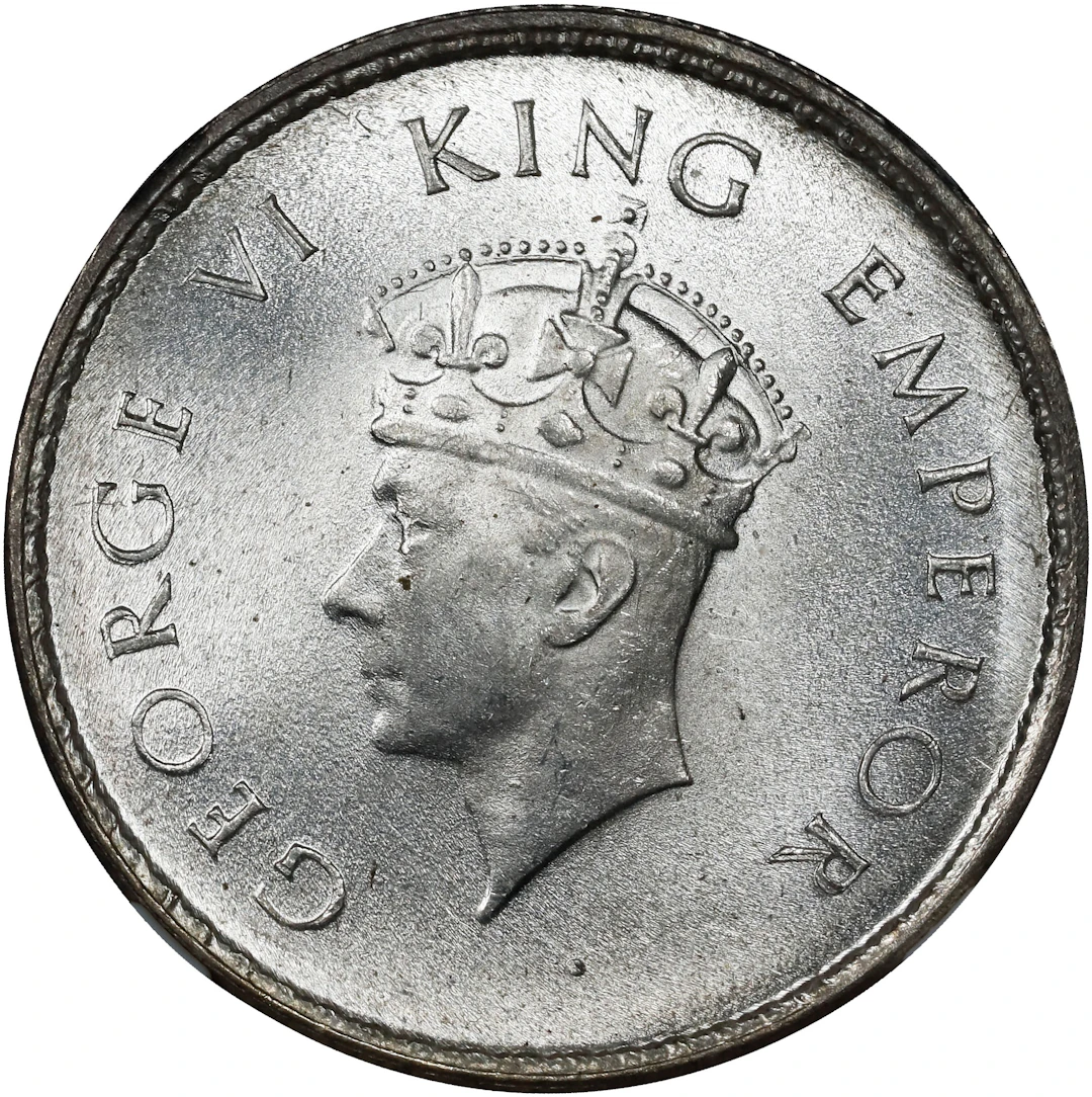 INDIA. 1/2 Rupee, 1939-(C). Calcutta Mint. George VI. NGC MS-64.