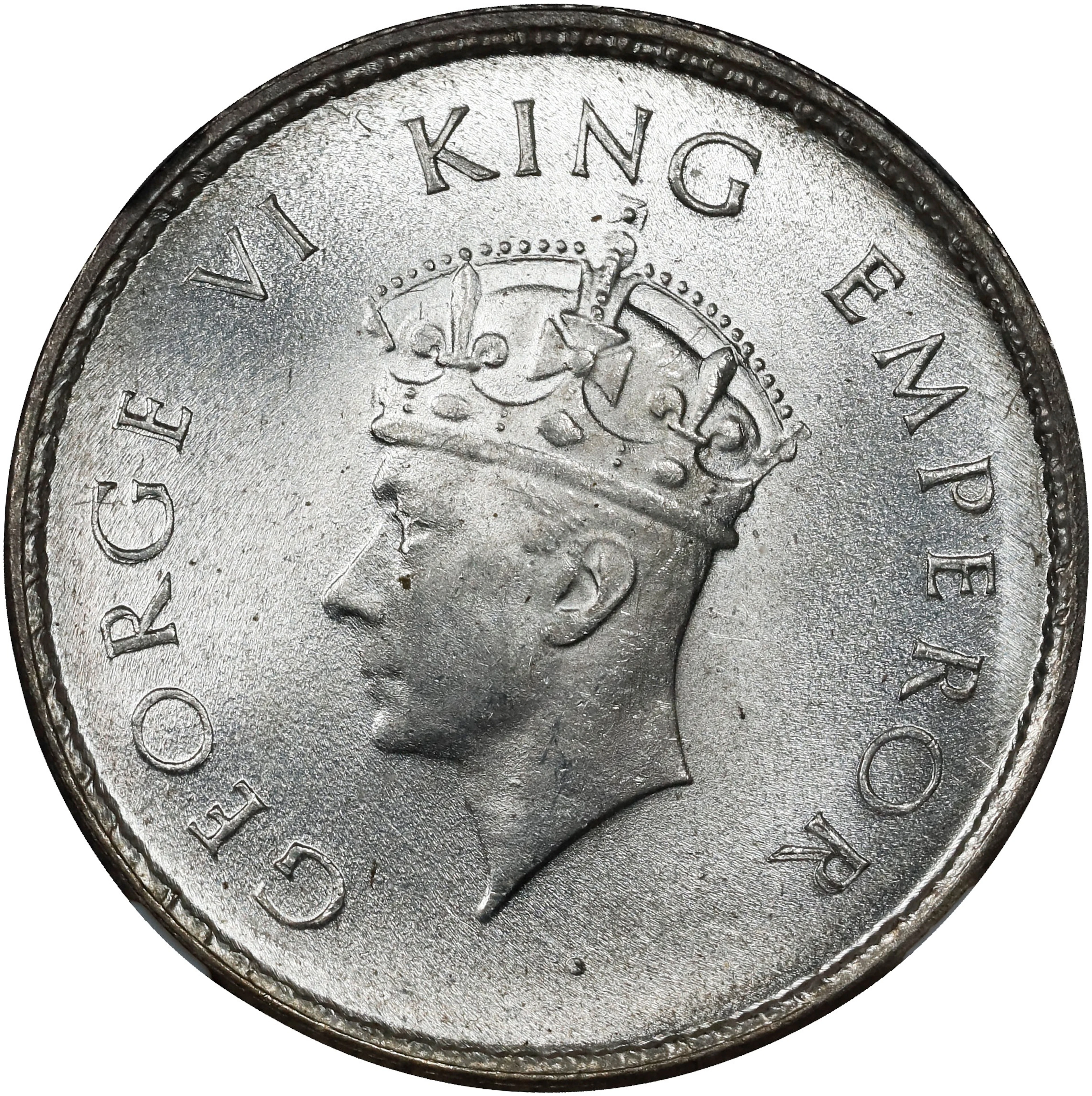 INDIA. 1/2 Rupee, 1939-(C). Calcutta Mint. George VI. NGC MS-64.