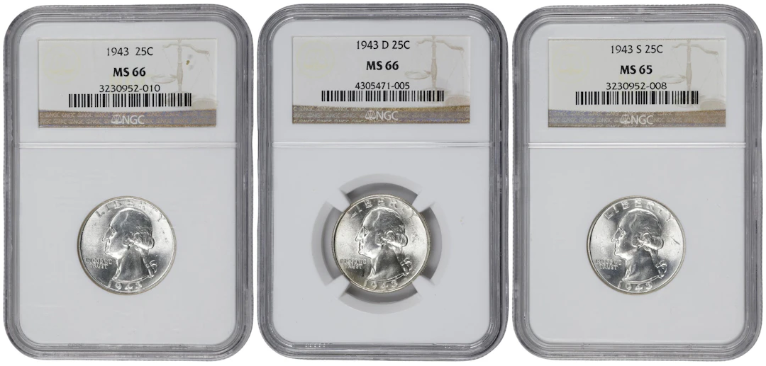 1943 Washington Quarter. PDS Set. (NGC).