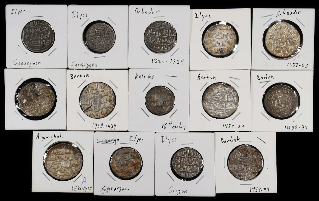 INDIA. Bengal Sultanate. Group of Silver Tankas (14 Pieces), AH 720-937