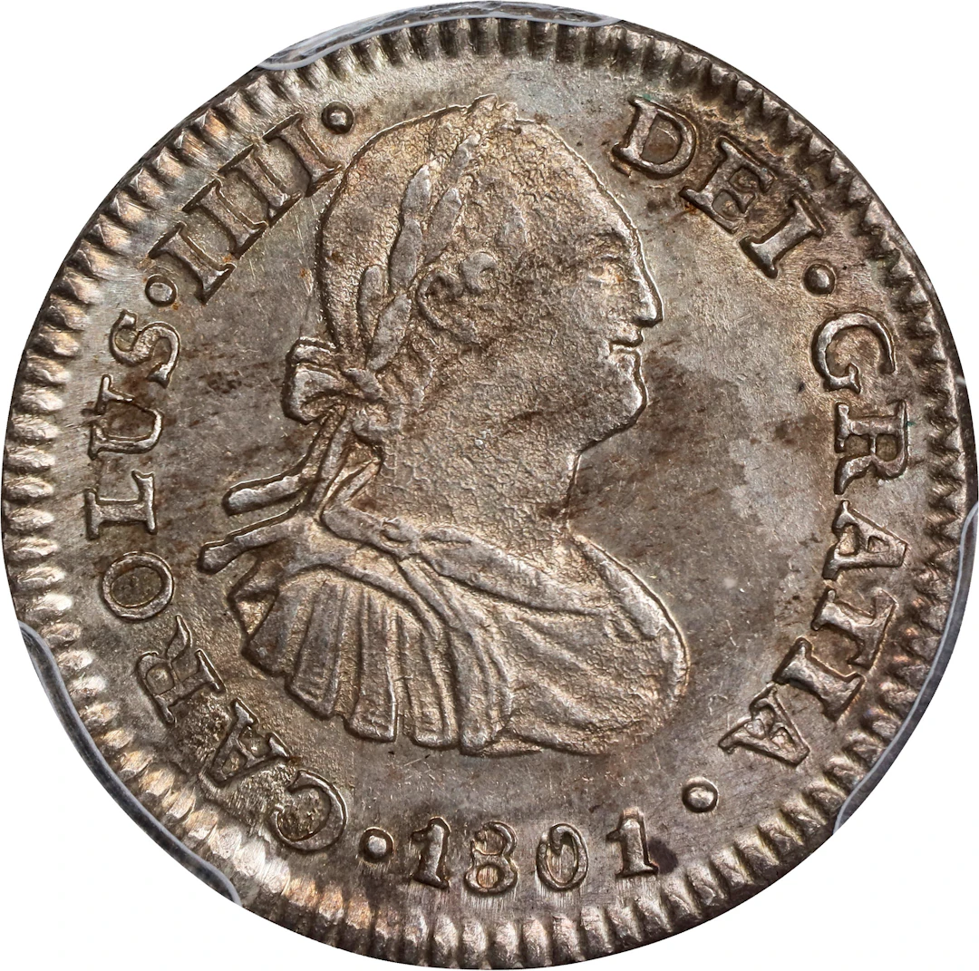 MEXICO. 1/2 Real, 1801-Mo FT. Mexico City Mint. Charles IV. PCGS MS-63.