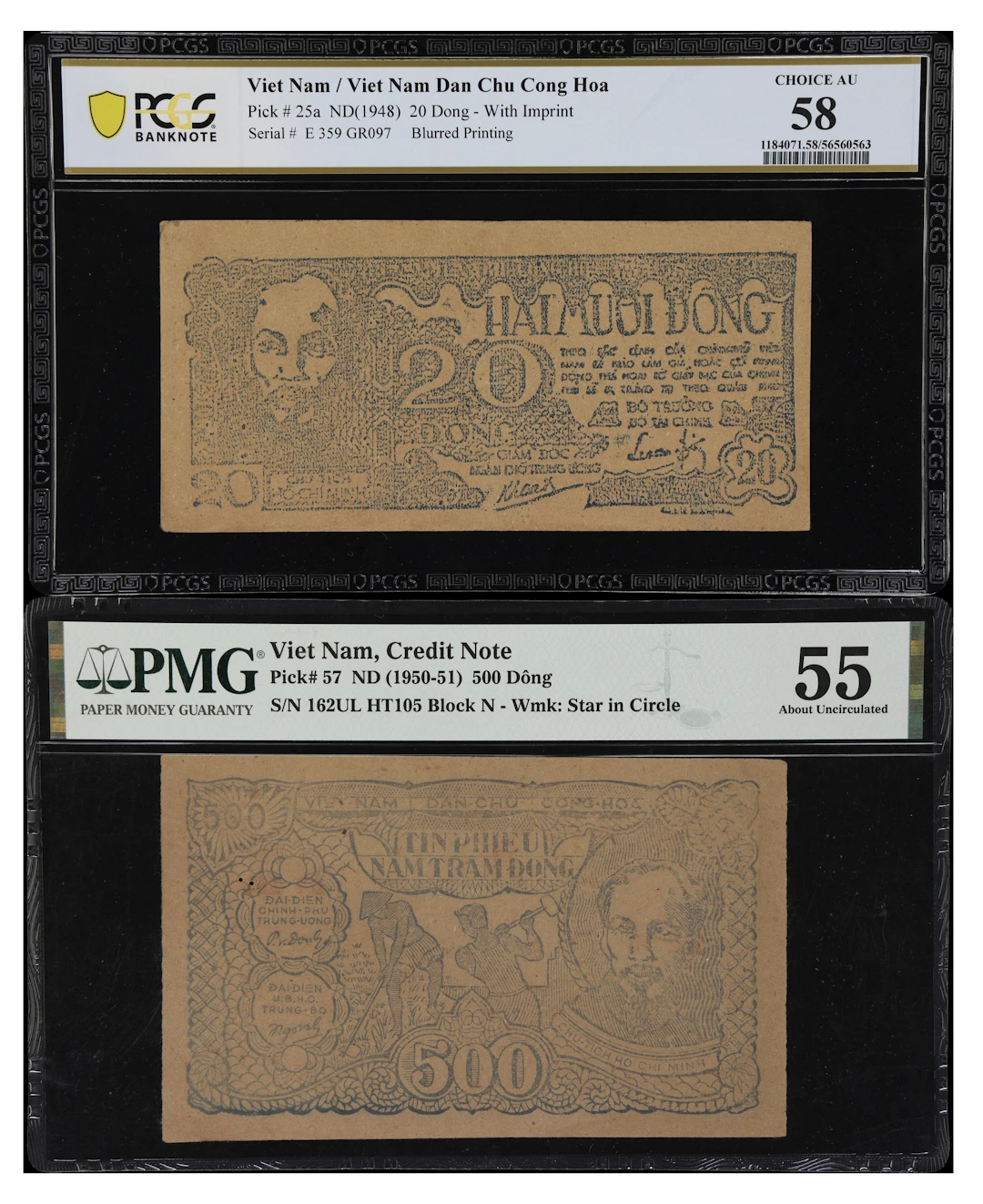 VIETNAM. Lot of (2). Viet-Nam Dan-Chu Cong-Hoa. 20 & 500 Dong, ND