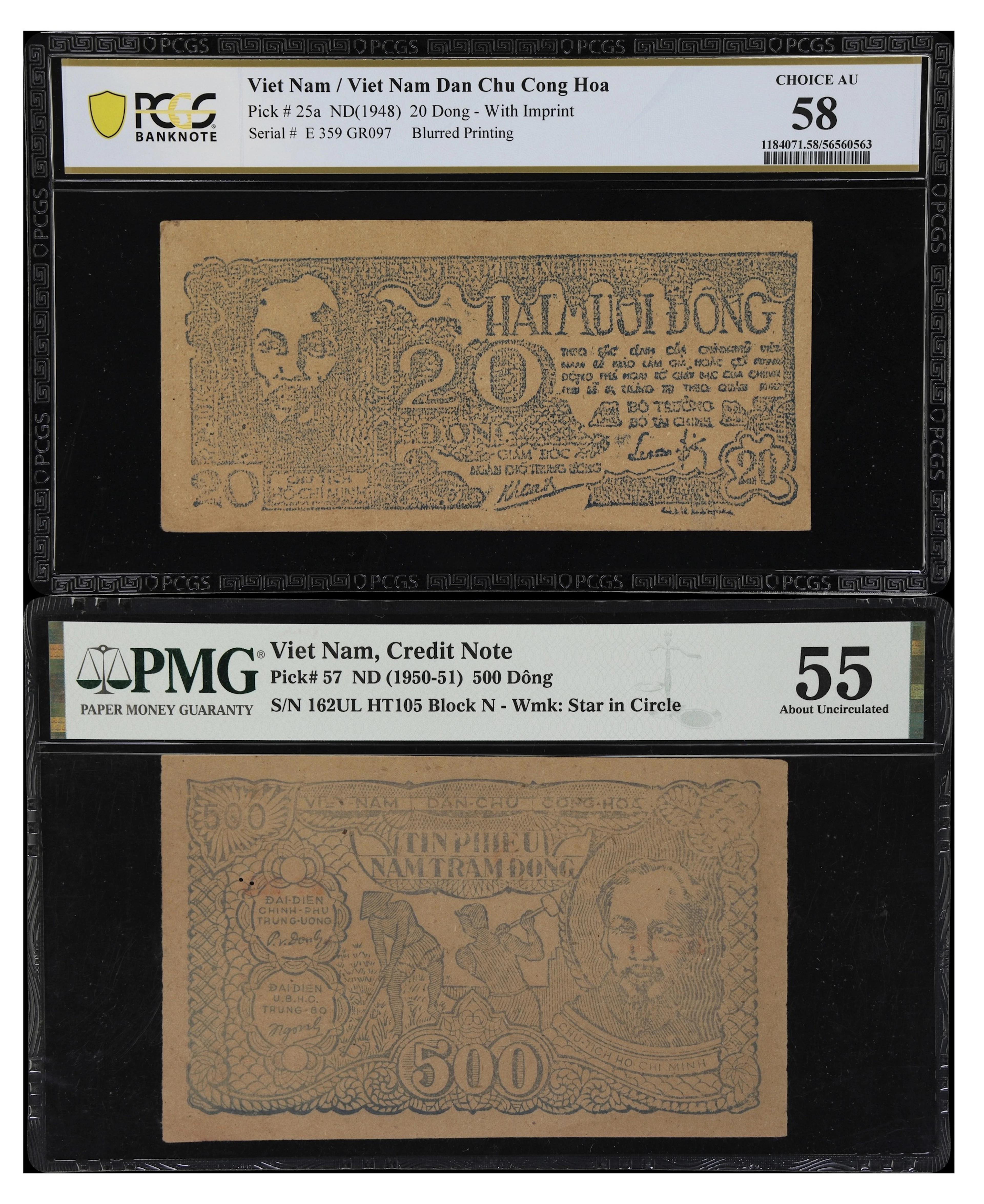 VIETNAM. Lot of (2). Viet-Nam Dan-Chu Cong-Hoa. 20 & 500 Dong, ND