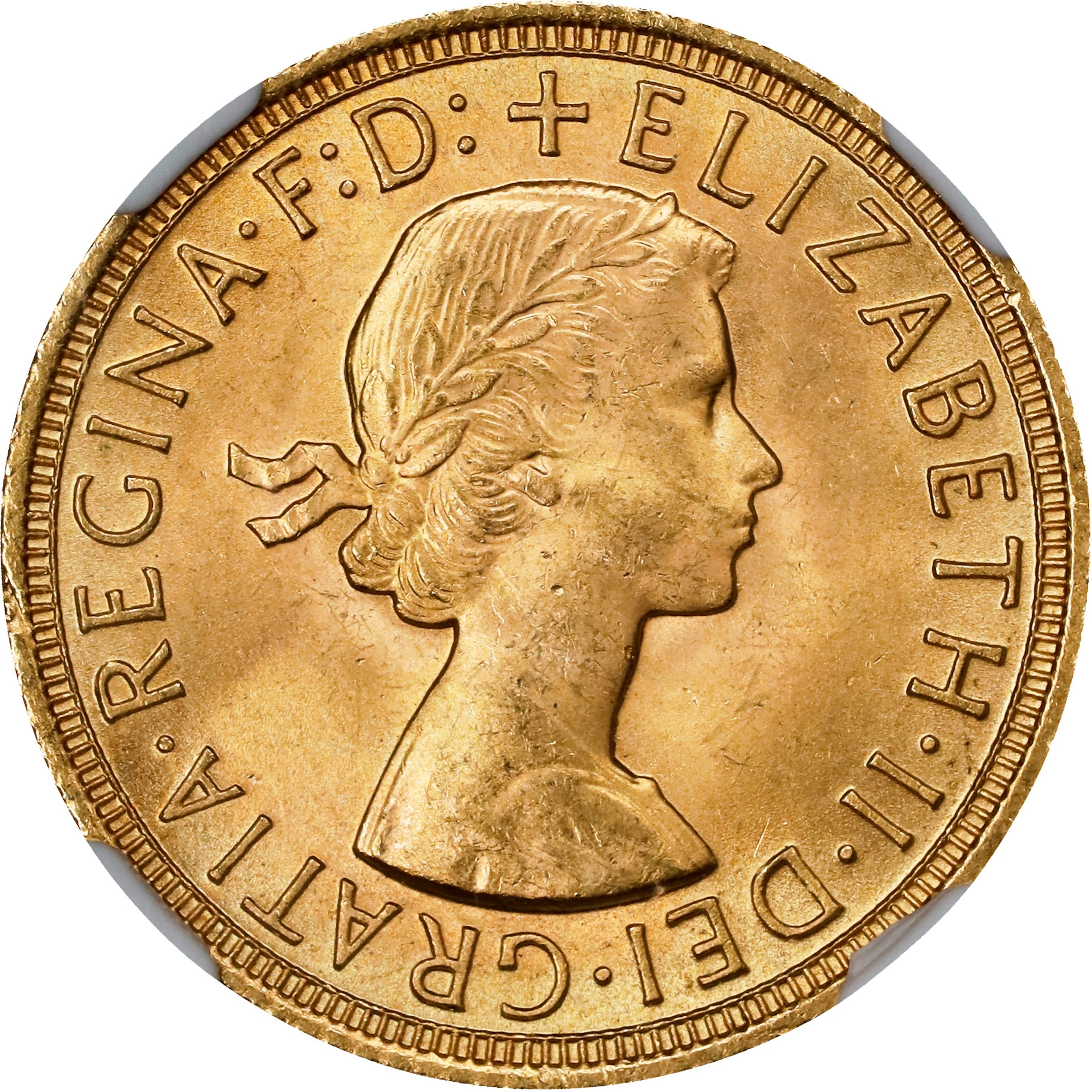 GREAT BRITAIN. Sovereign, 1958. London Mint. Elizabeth II. NGC MS-65.