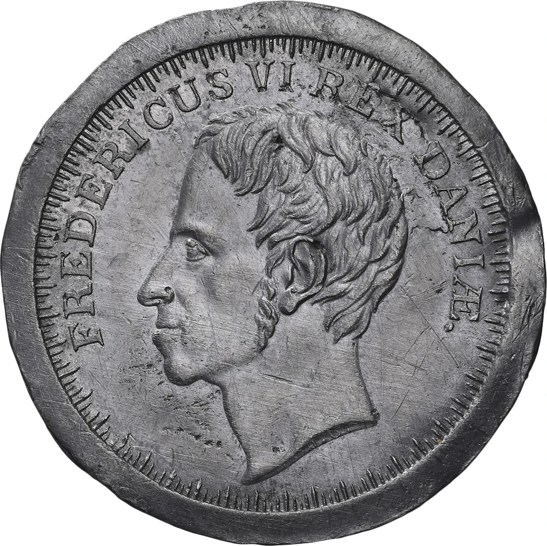 DENMARK. Pewter Pattern 2 Frederik d'or, 1825. Altona Mint. Frederik