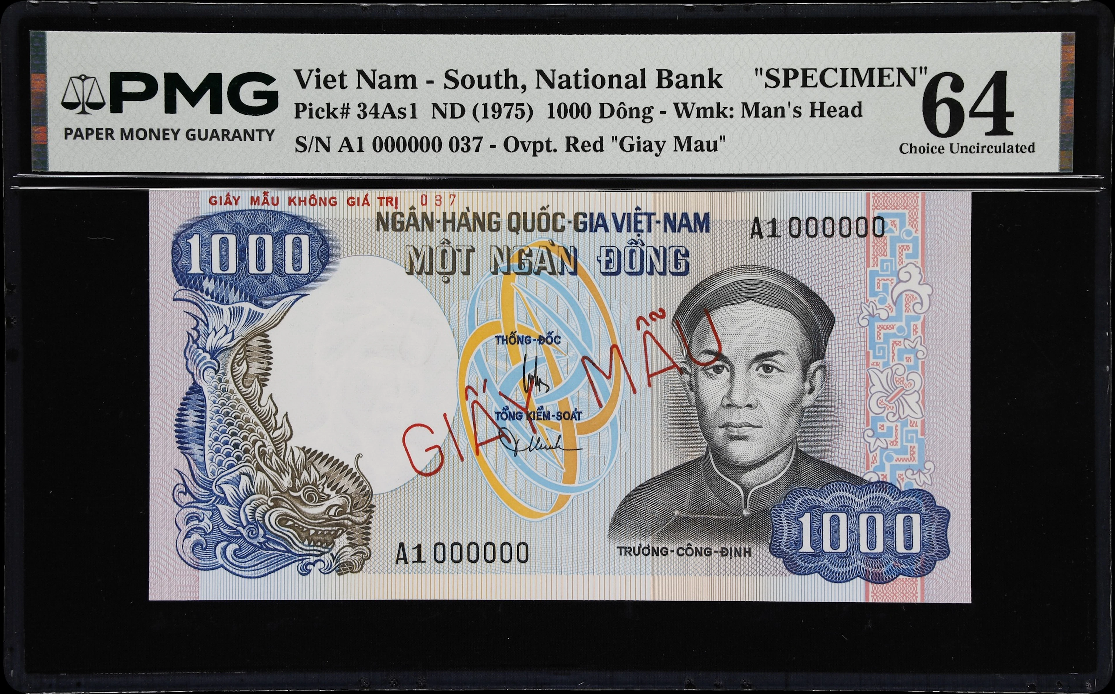 VIETNAM, SOUTH. National Bank of Vietnam. 1000 Dong, ND (1975). P-34As1.