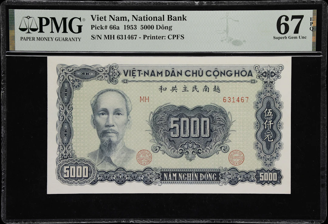 VIETNAM. National Bank of Vietnam. 5000 Dong, 1953. P-66a. PMG Superb