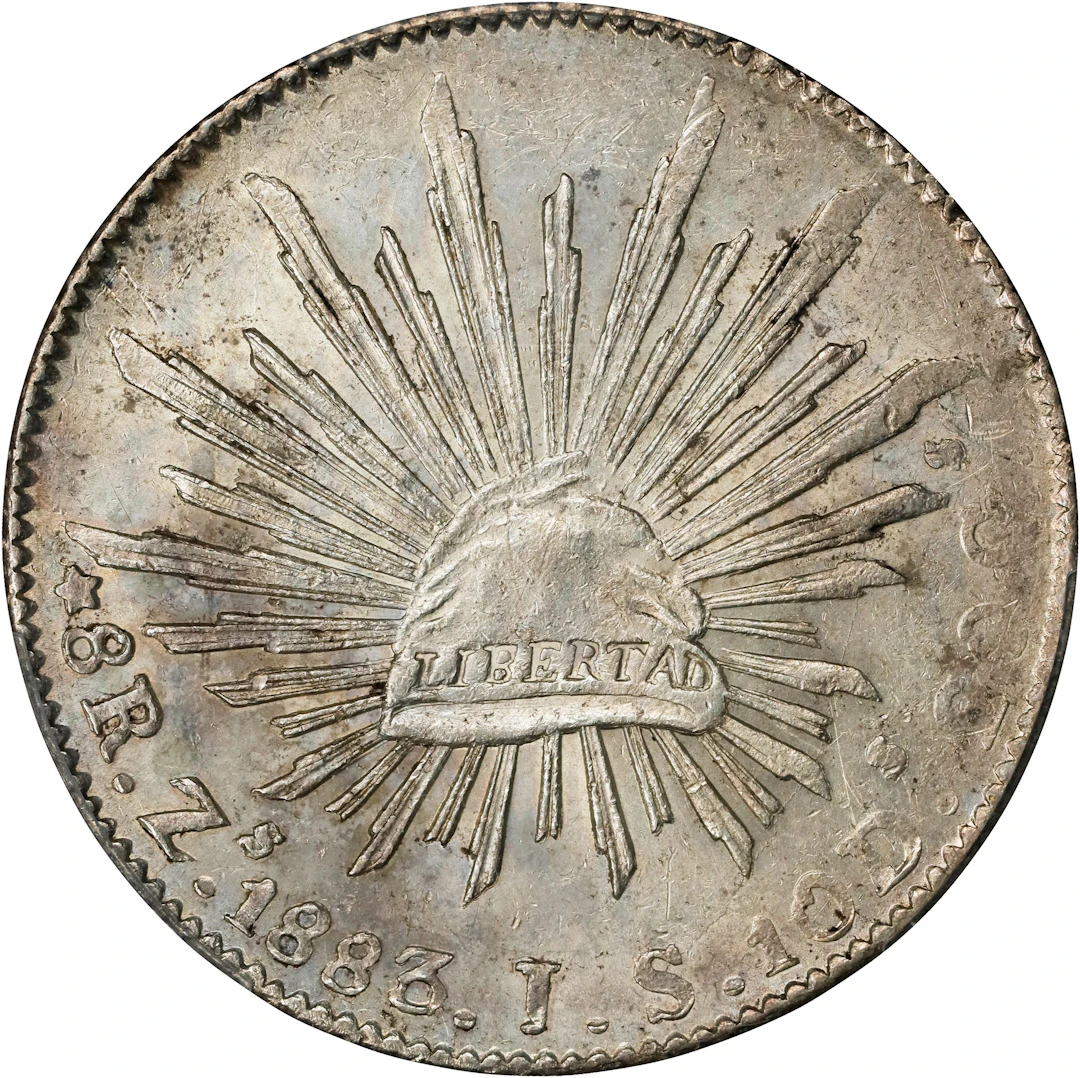 MEXICO. 8 Reales, 1883-Zs JS. Zacatecas Mint. PCGS MS-61.