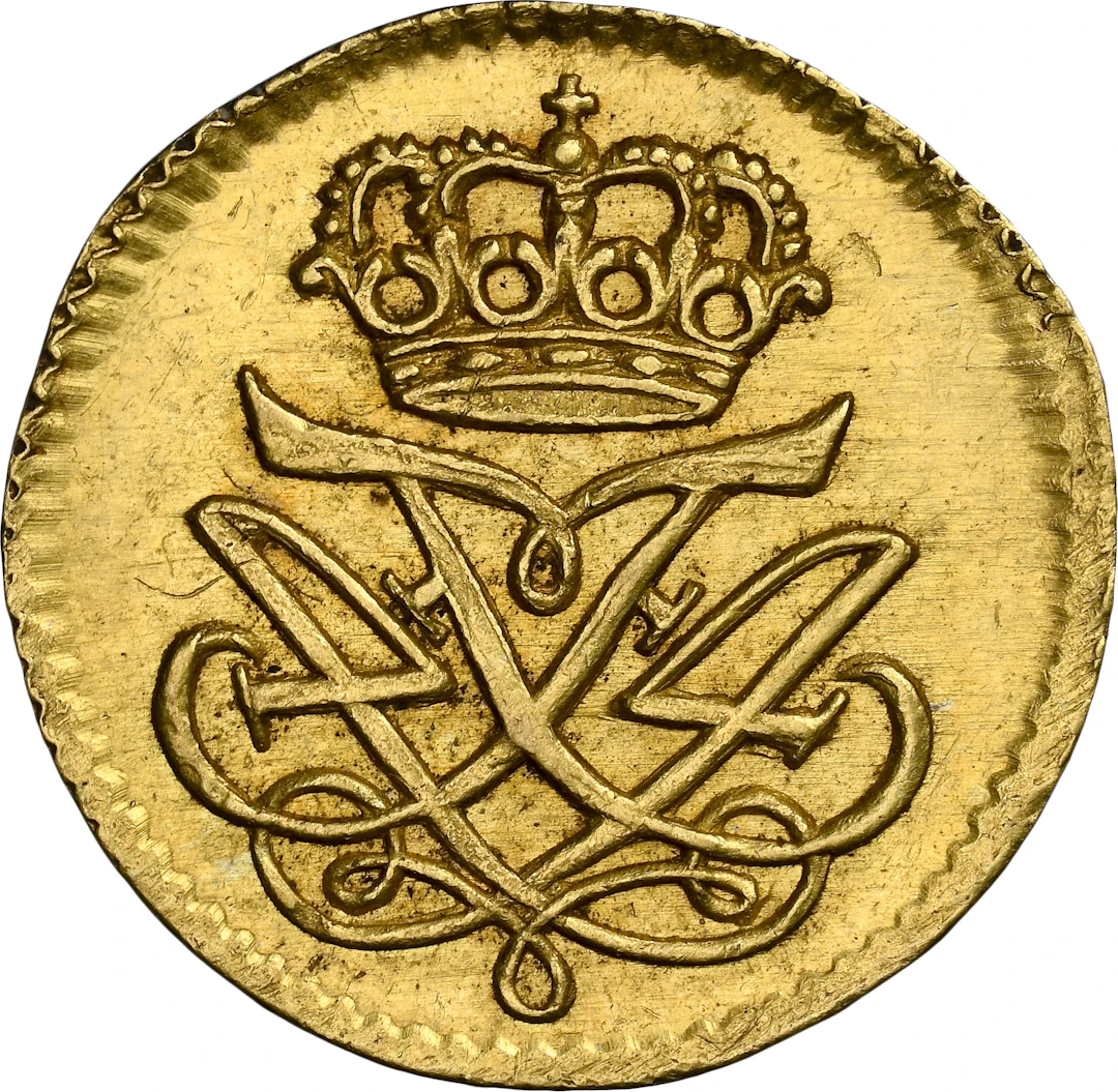 DENMARK. Gold Off-Metal Strike 2 Skilling, 1712. Copenhagen Mint.