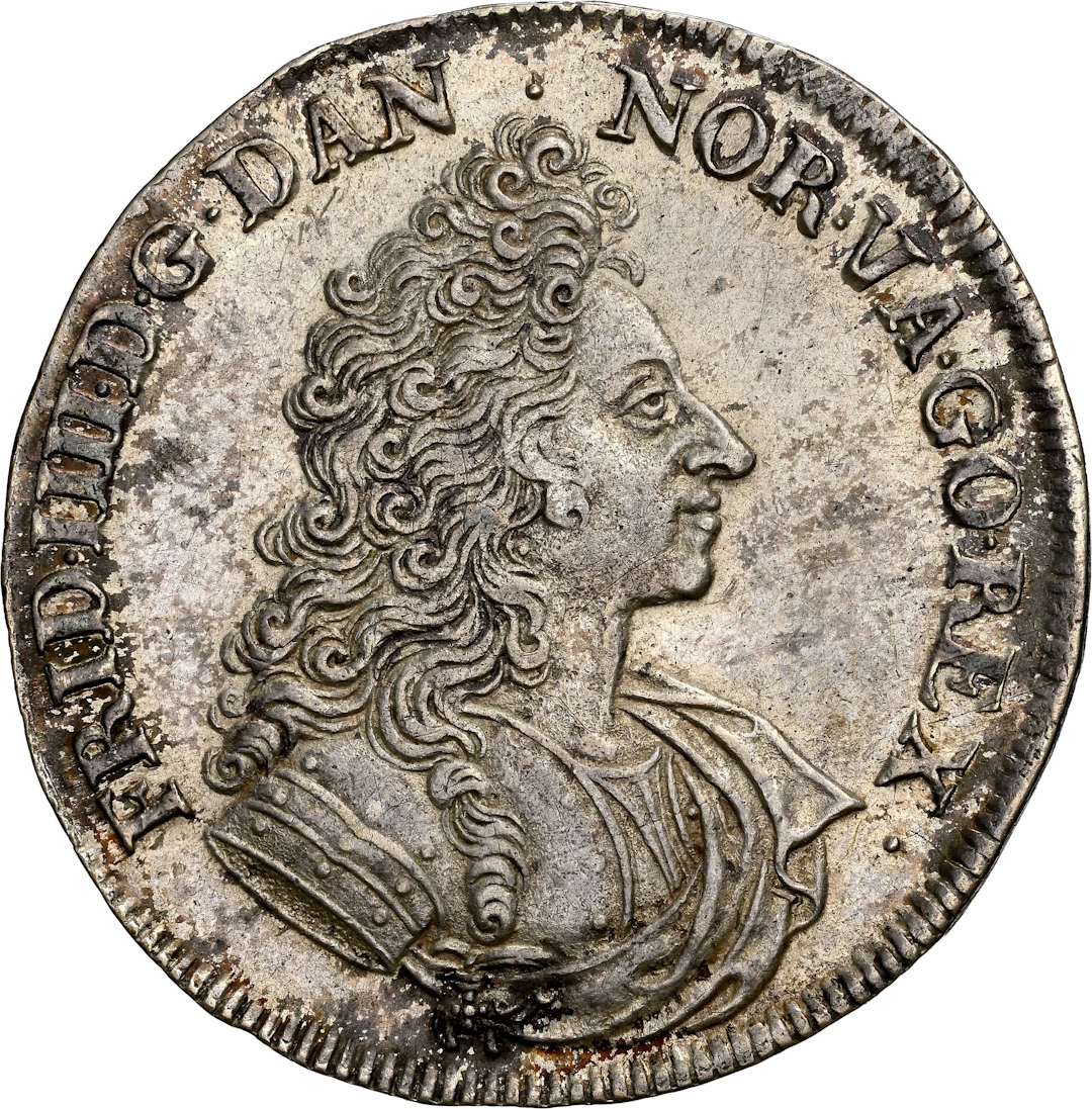 DENMARK. Krone (4 Mark), 1701. Copenhagen Mint. Frederik IV. NGC AU
