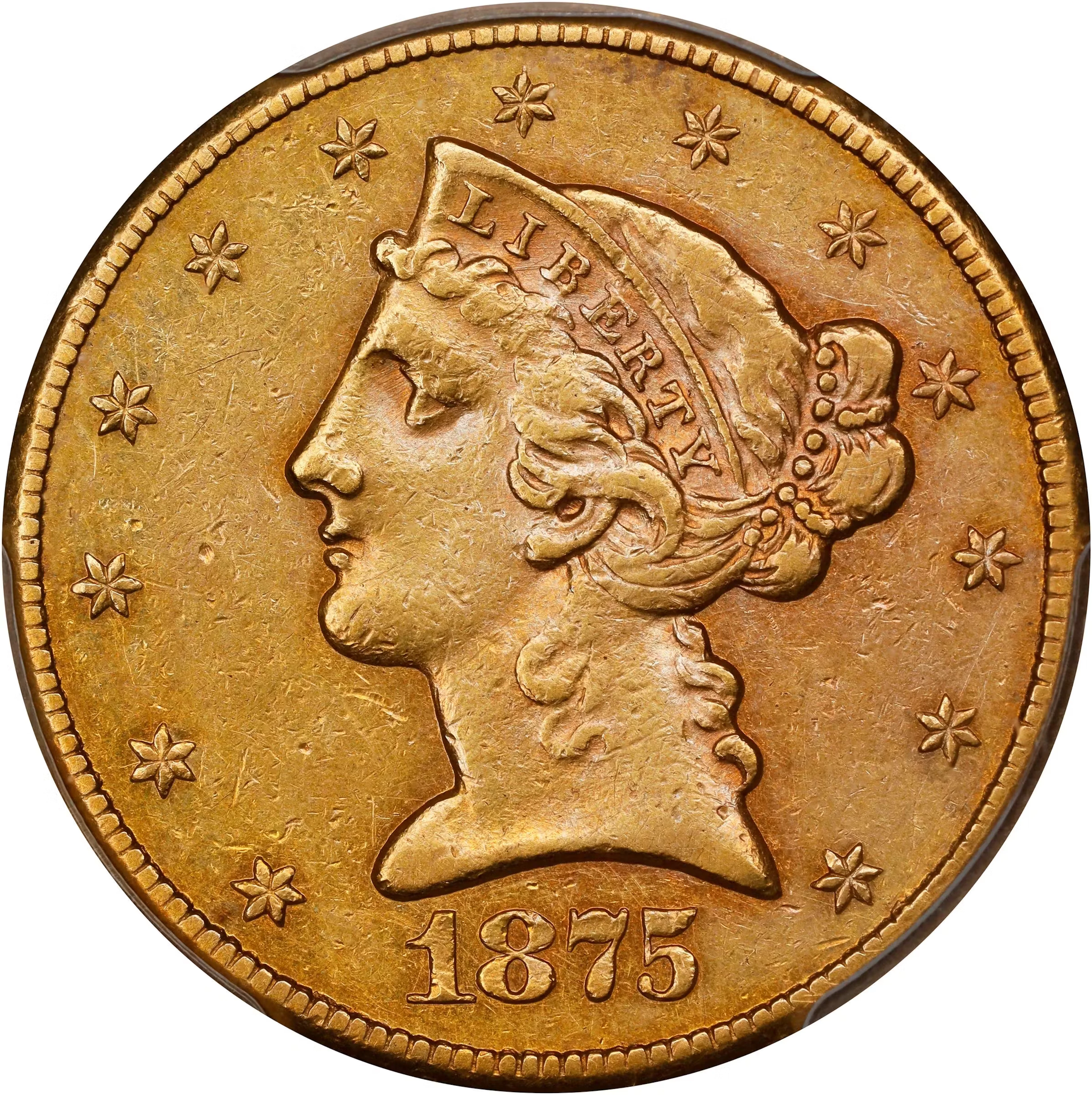 1875-CC Liberty Head Half Eagle. AU-50 (PCGS).