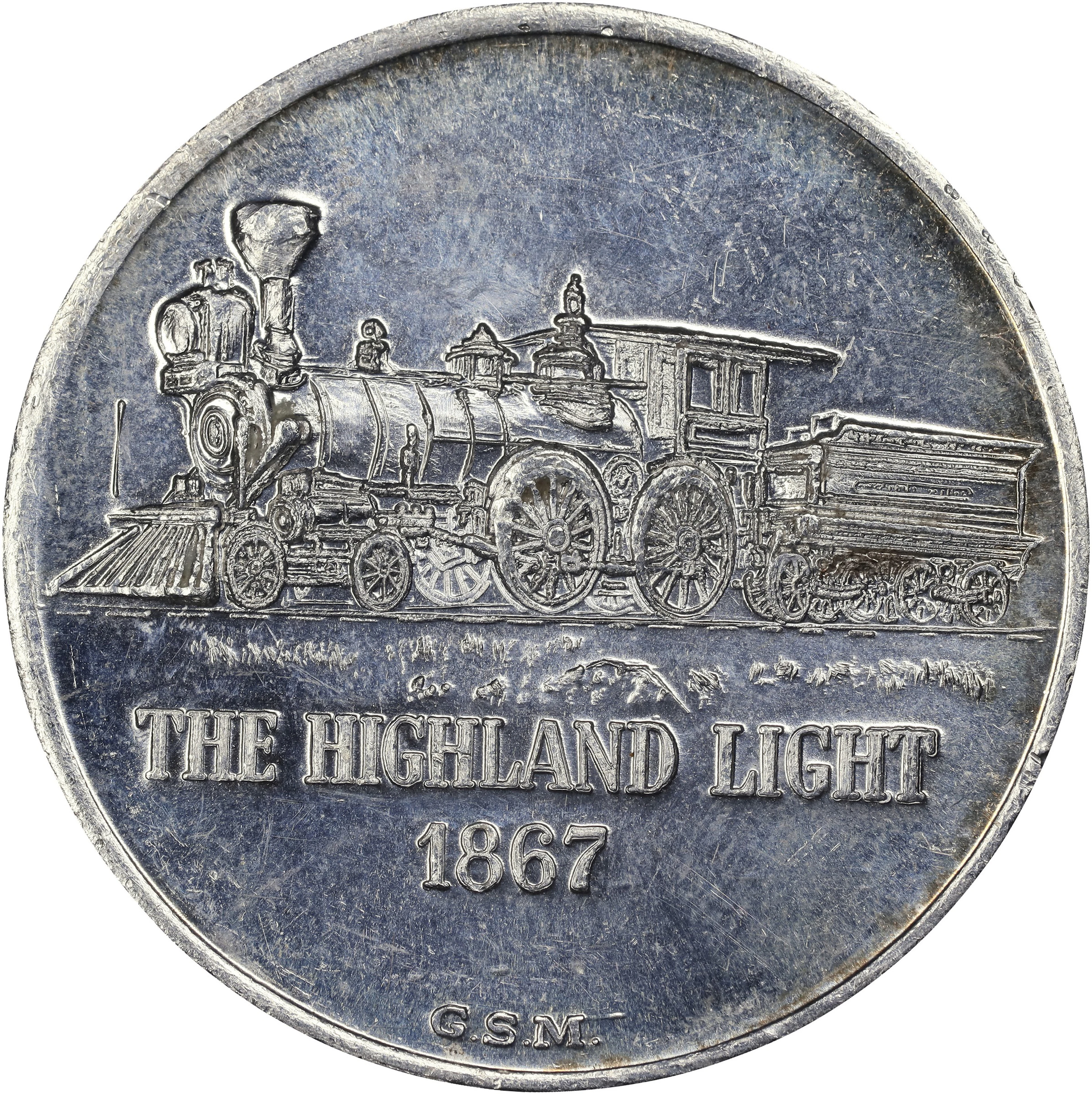 (1 oz, 31.104 g ASW). Golden State Mint The Highland Light 1 oz Silver Round.