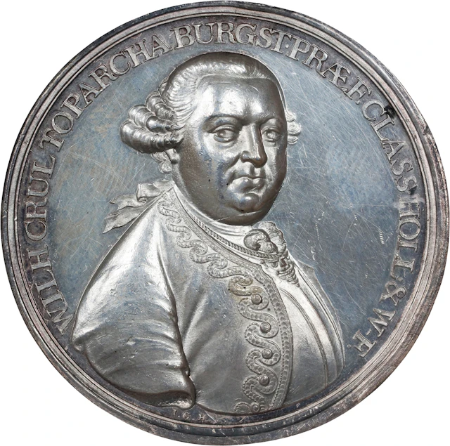 1781 Death of Admiral Crul at Saint Eustatius Medal. Betts-581. Silver.