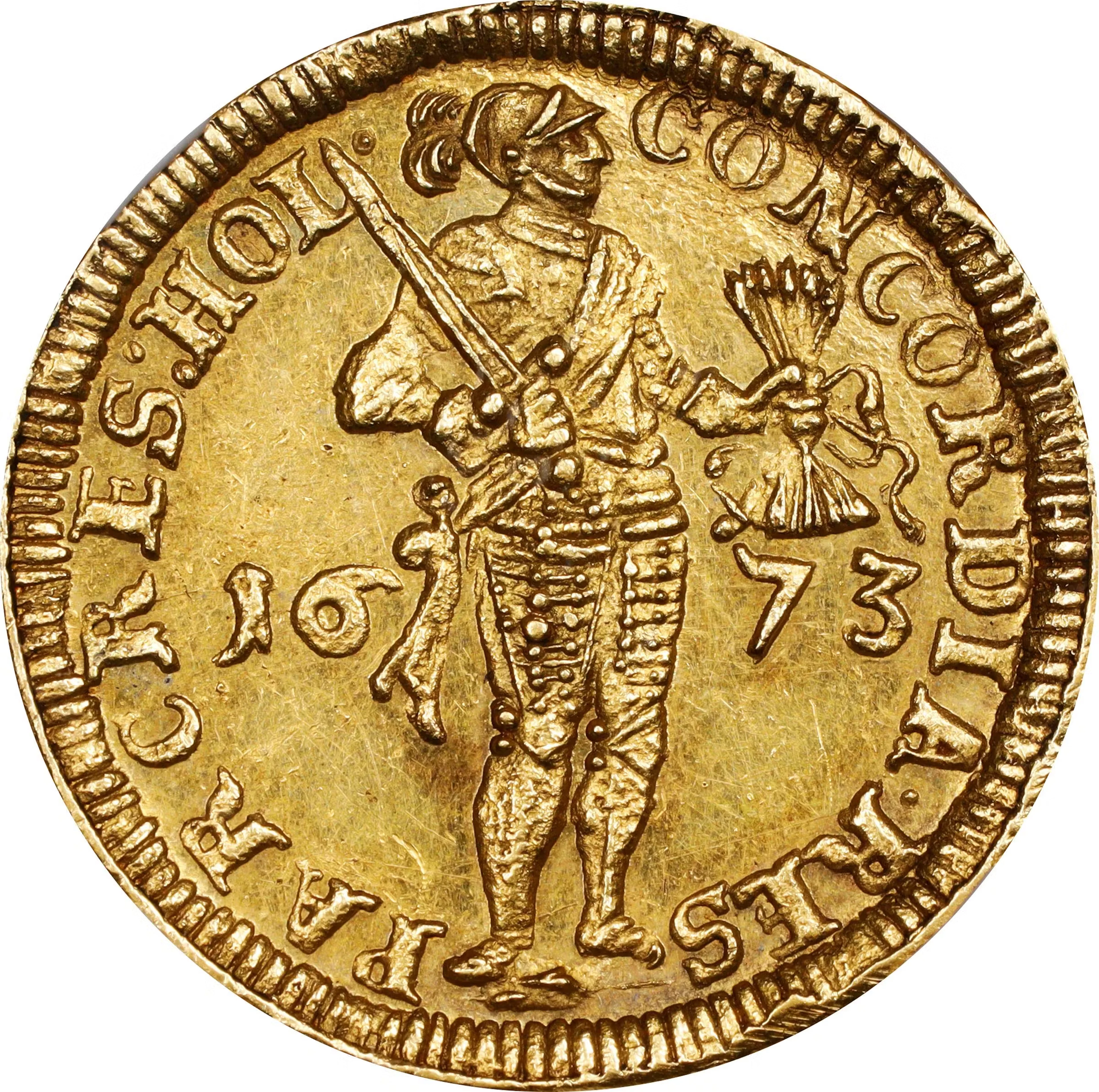 NETHERLANDS. Holland. Amsterdam. 4-1/2 Ducats, 1673. NGC MS-62.