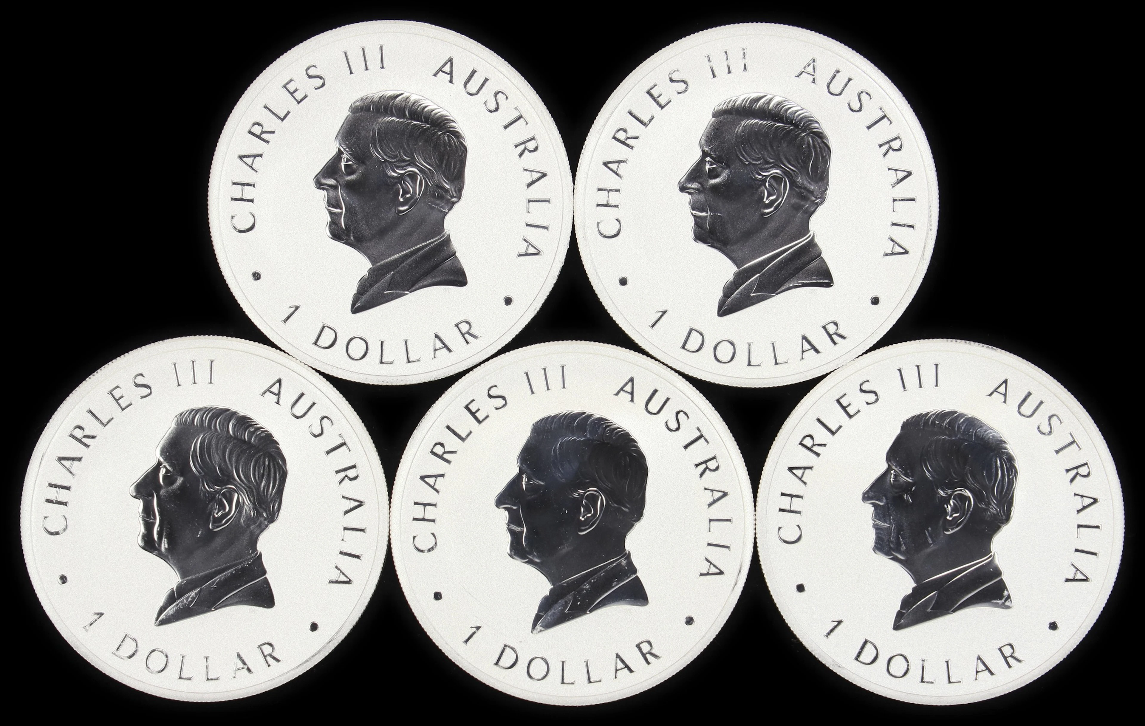 (5 oz, 155.52 g ASW). Australia. Lot of (5) 2026 1 oz Silver Wedge-Tailed