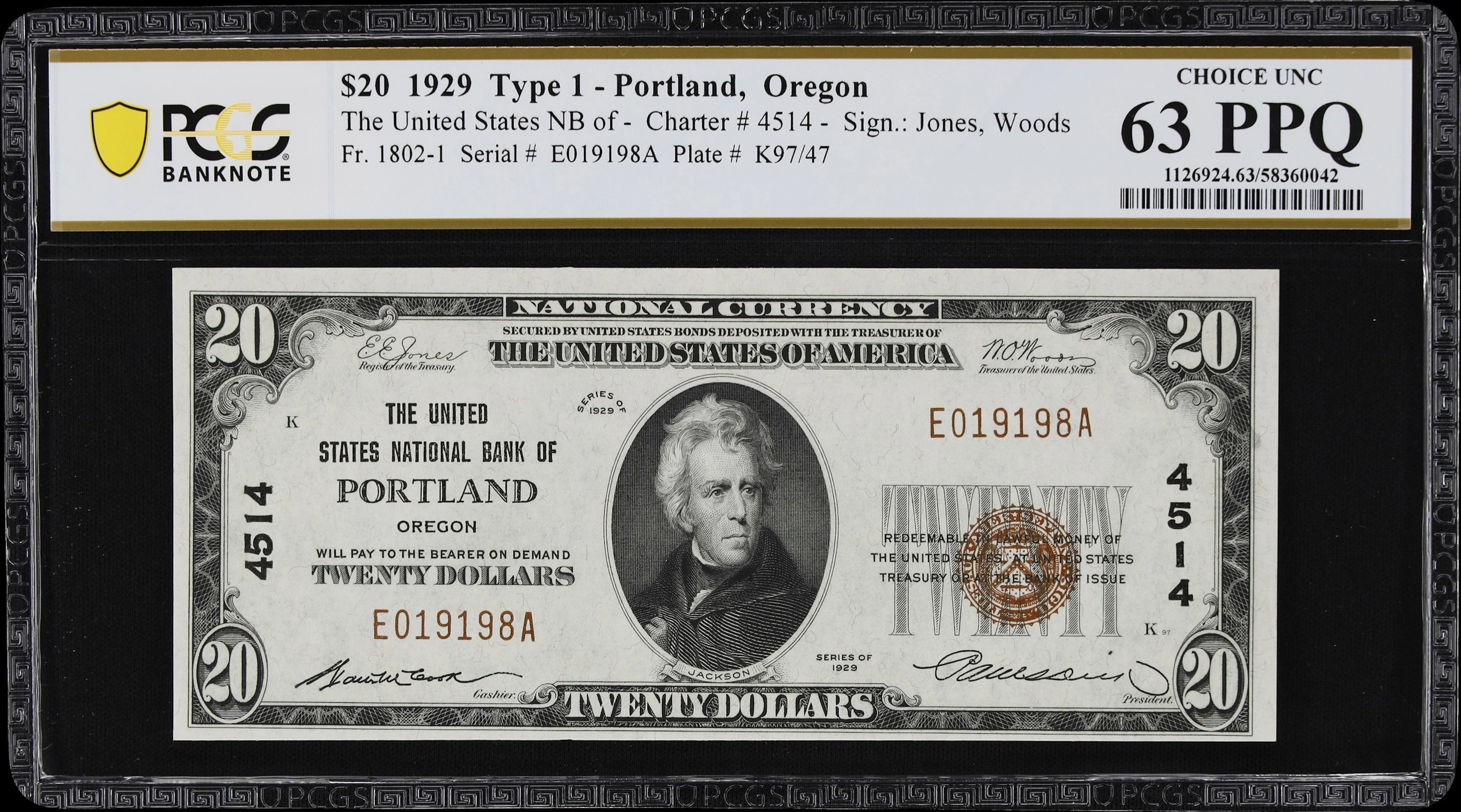 Portland, Oregon. $20 1929 Ty. 1. Fr. 1802-1. United States NB. Charter