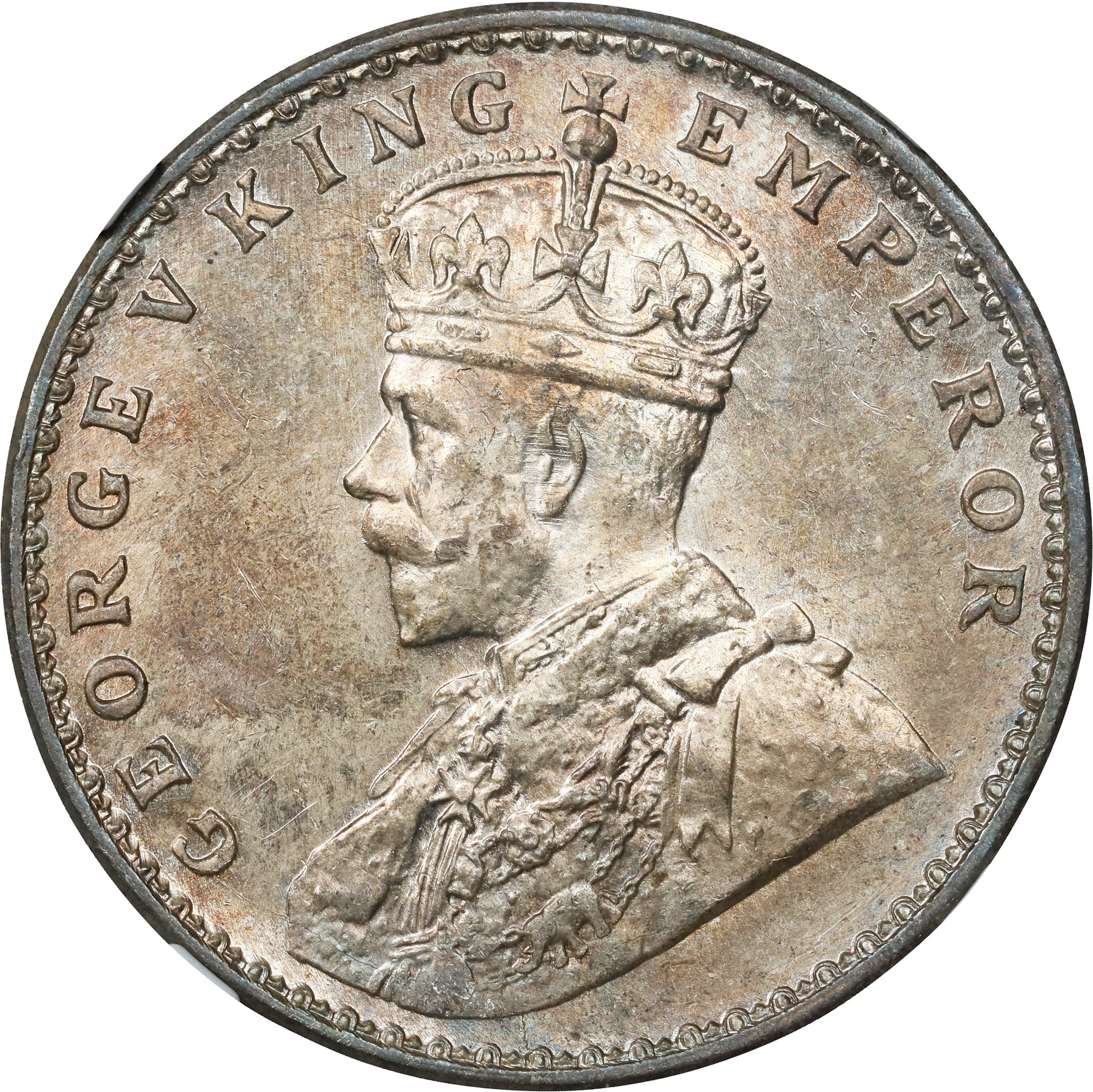 INDIA. Rupee, 1919-(C). Calcutta Mint. George V. NGC MS-64.
