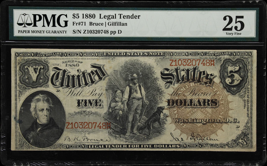 Fr. 71. 1880 $5 Legal Tender Note. PMG Very Fine 25.