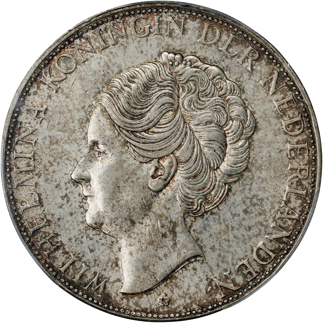 NETHERLANDS. 2-1/2 Gulden, 1938. Utrecht Mint. Wilhelmina I. PCGS AU-55.