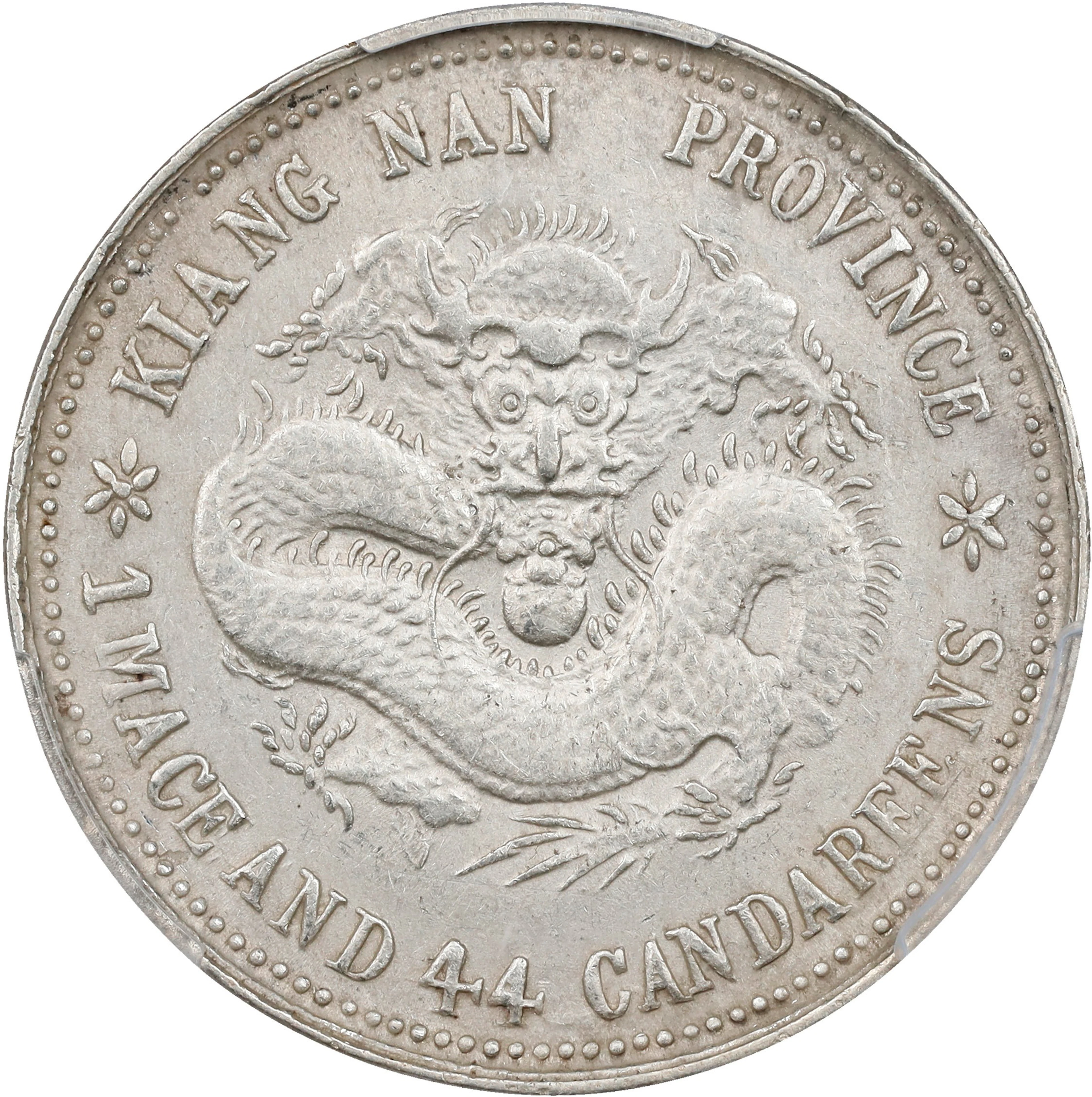 (t) CHINA. Kiangnan. 1 Mace 4.4 Candareens (20 Cents), CD (1898).