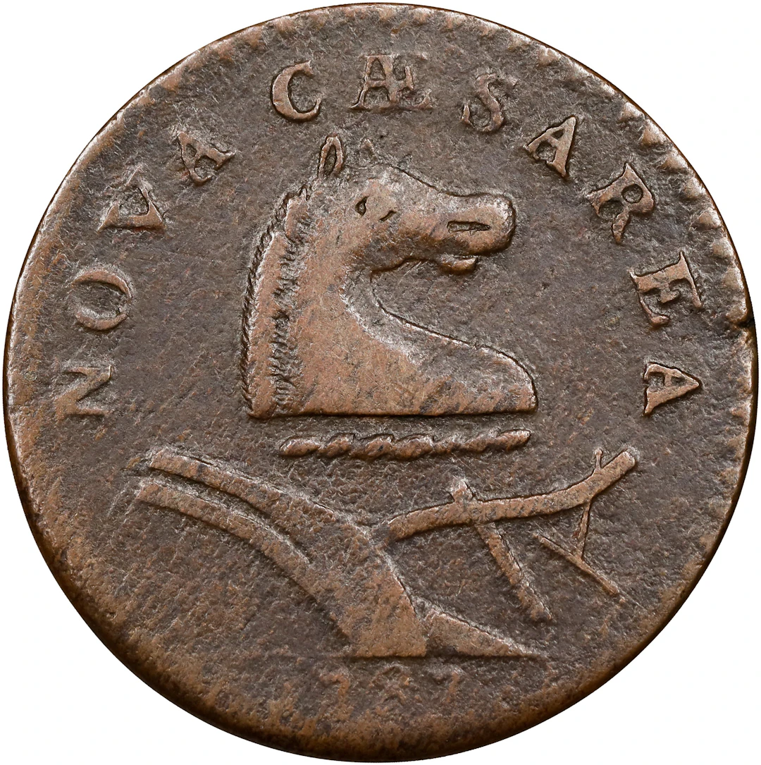 1787 New Jersey Copper. Maris 48-g, W-5275. Rarity-1. No Sprig Above