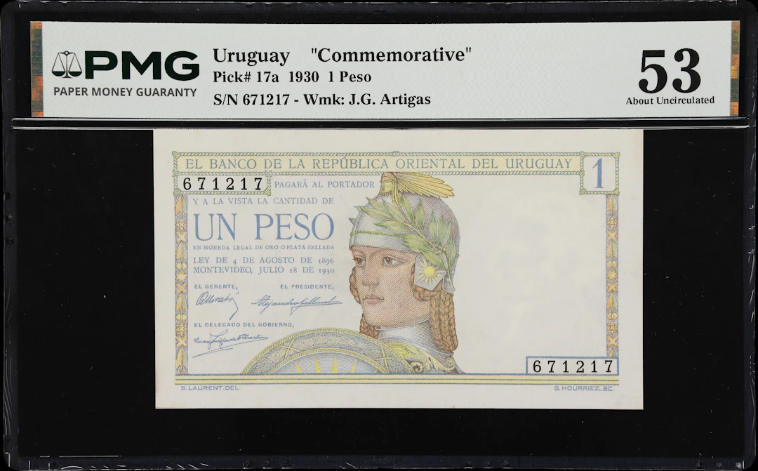 (◊) URUGUAY. Banco de la Republica Oriental del Uruguay. 1 Peso, 18.7.1930.