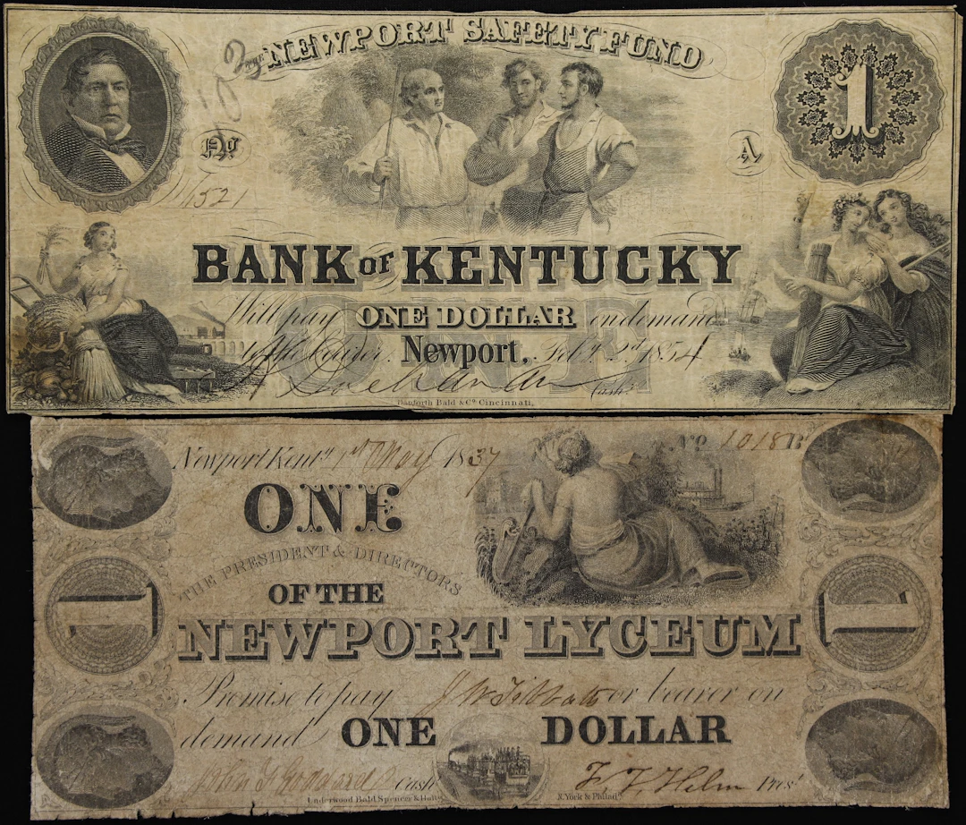 Lot of (2) Newport, Kentucky. Bank of Kentucky & Newport Lyceum. 1837-54