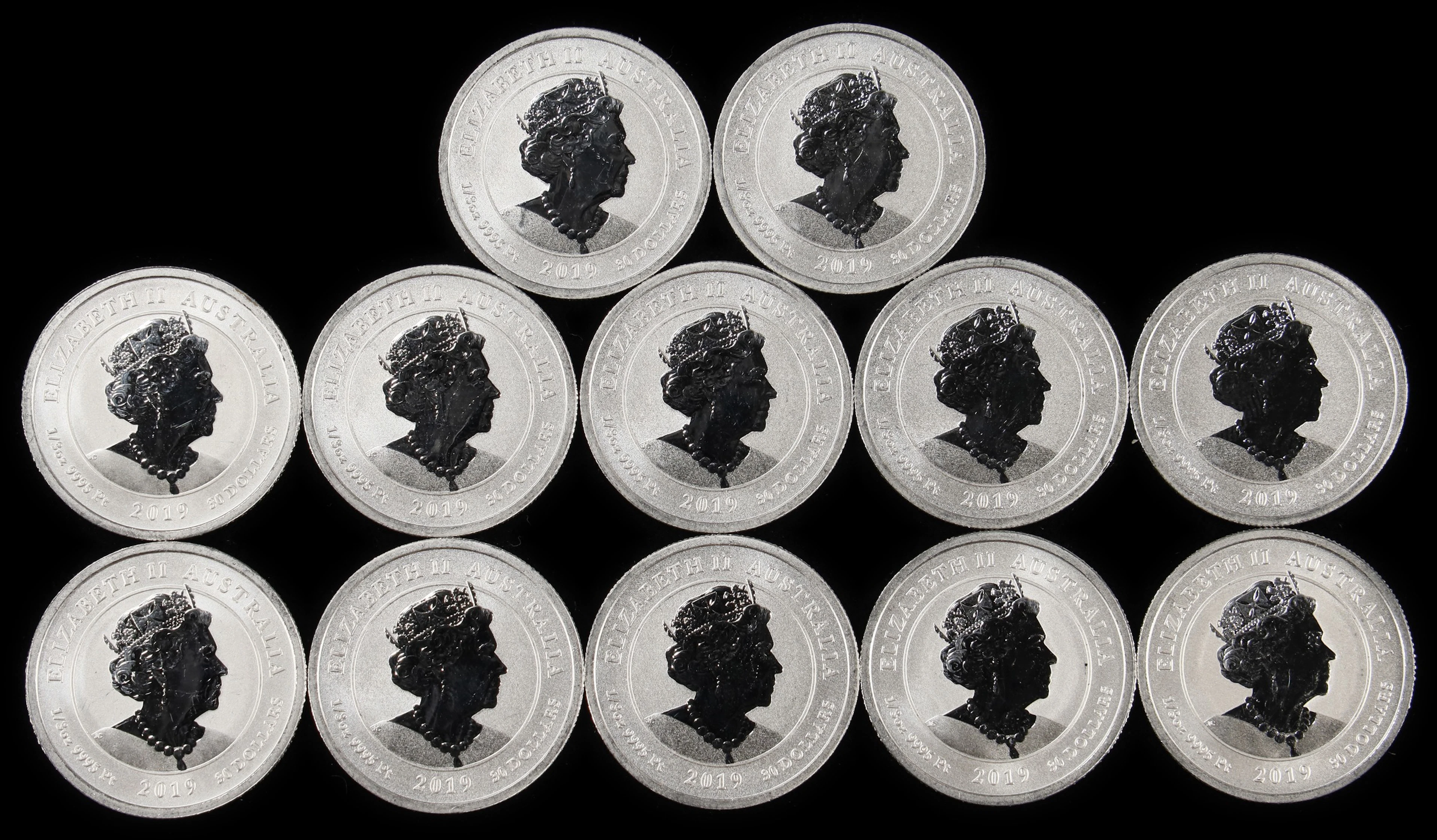 (4 oz, 124.416 g APtW). Australia. Lot of (12) 2019 Humpback Whale