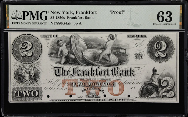 Frankfort, New York. Frankfort Bank. 18xx $2. PMG Choice Uncirculated