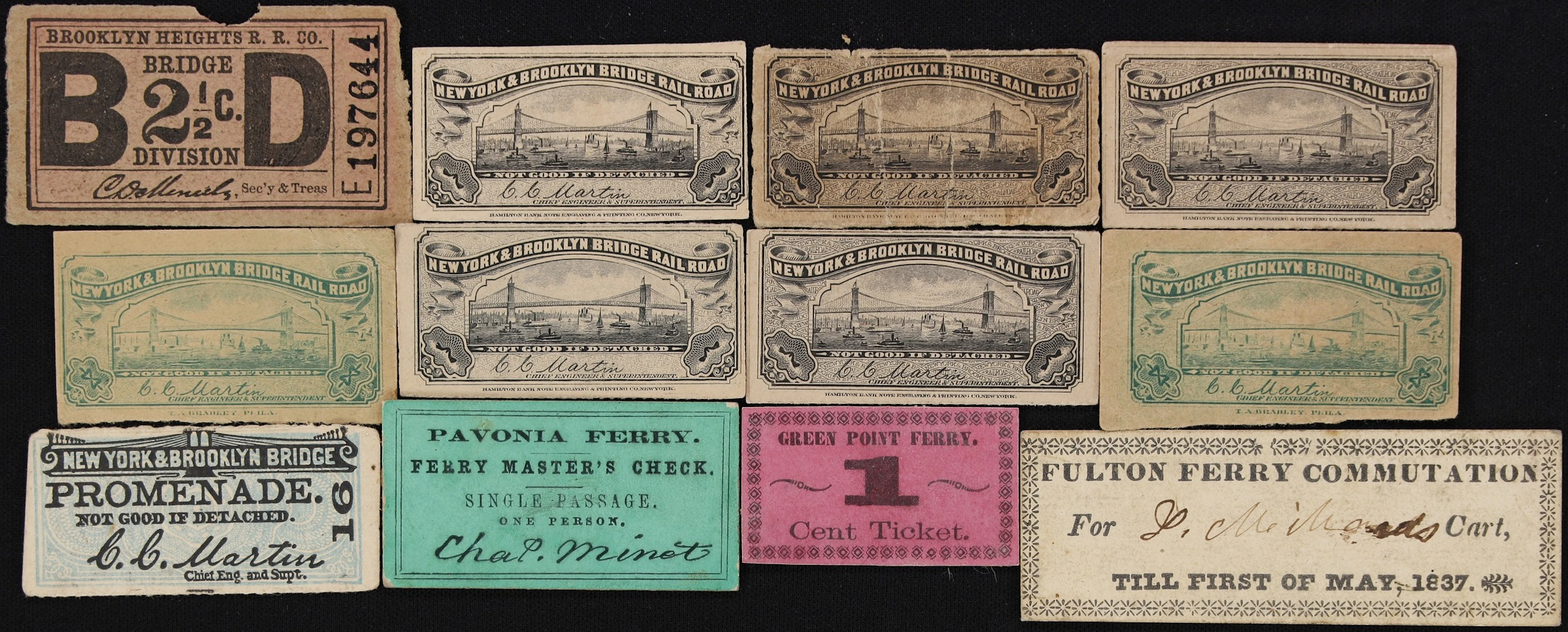 Lot of (12) Mixed Chits. Mixed Issuers. 1837 - 80s Mixed Denominations.