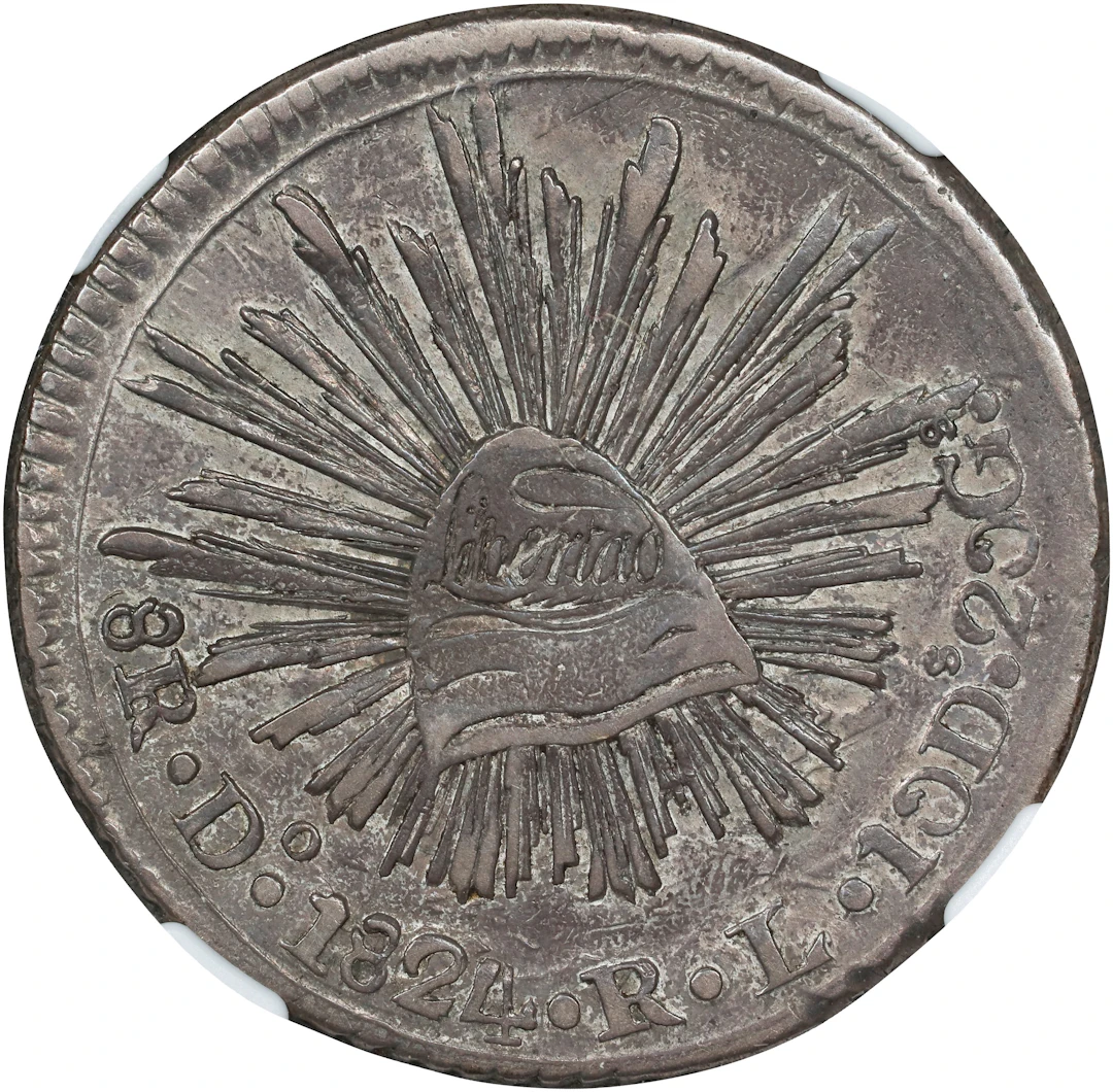 MEXICO. "Hookneck" 8 Reales, 1824-Do RL. Durango Mint. NGC AU-50.