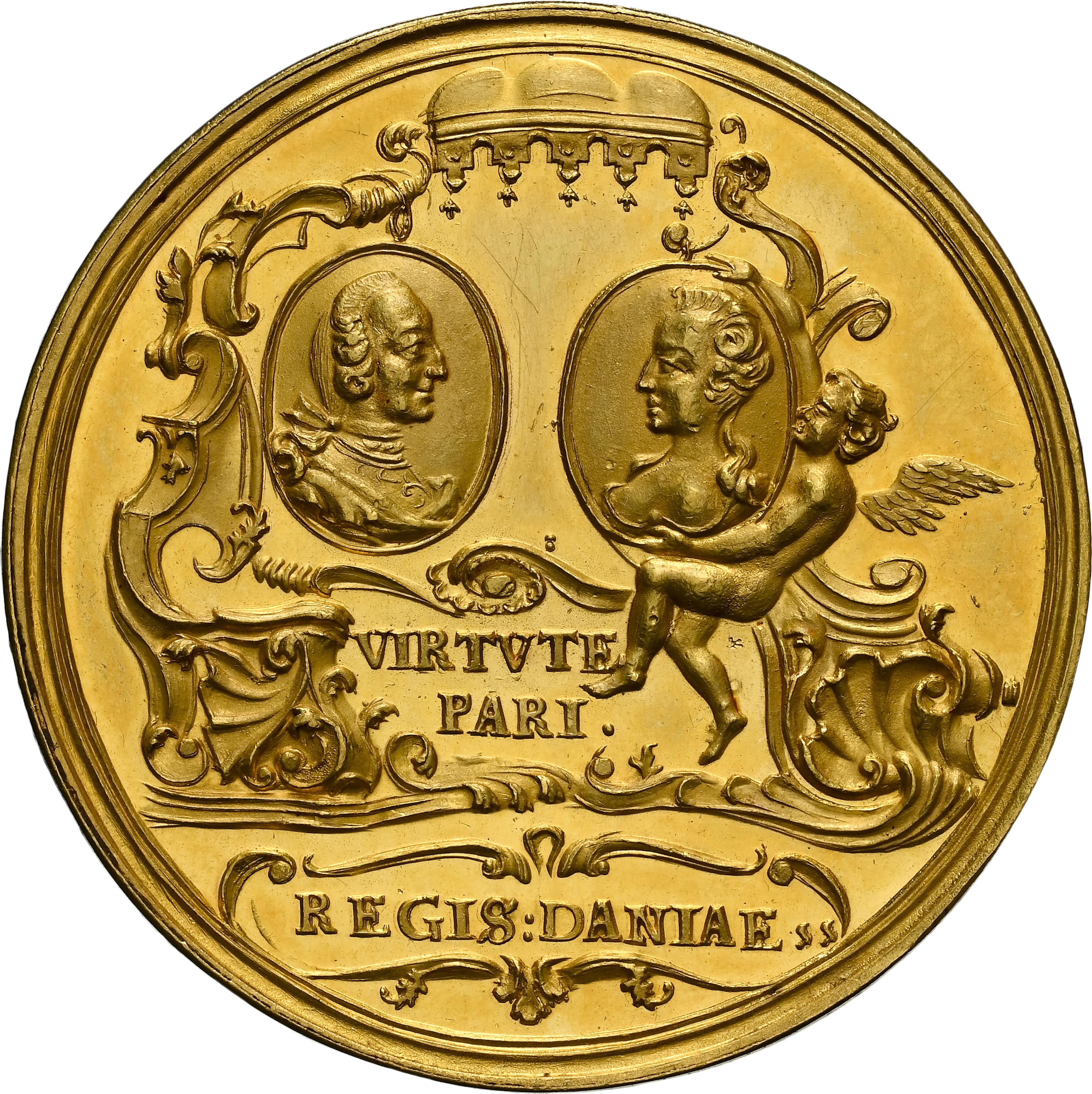 DENMARK. Royal Wedding Gold Medal, 1752. Frederik V. NGC MS-63.