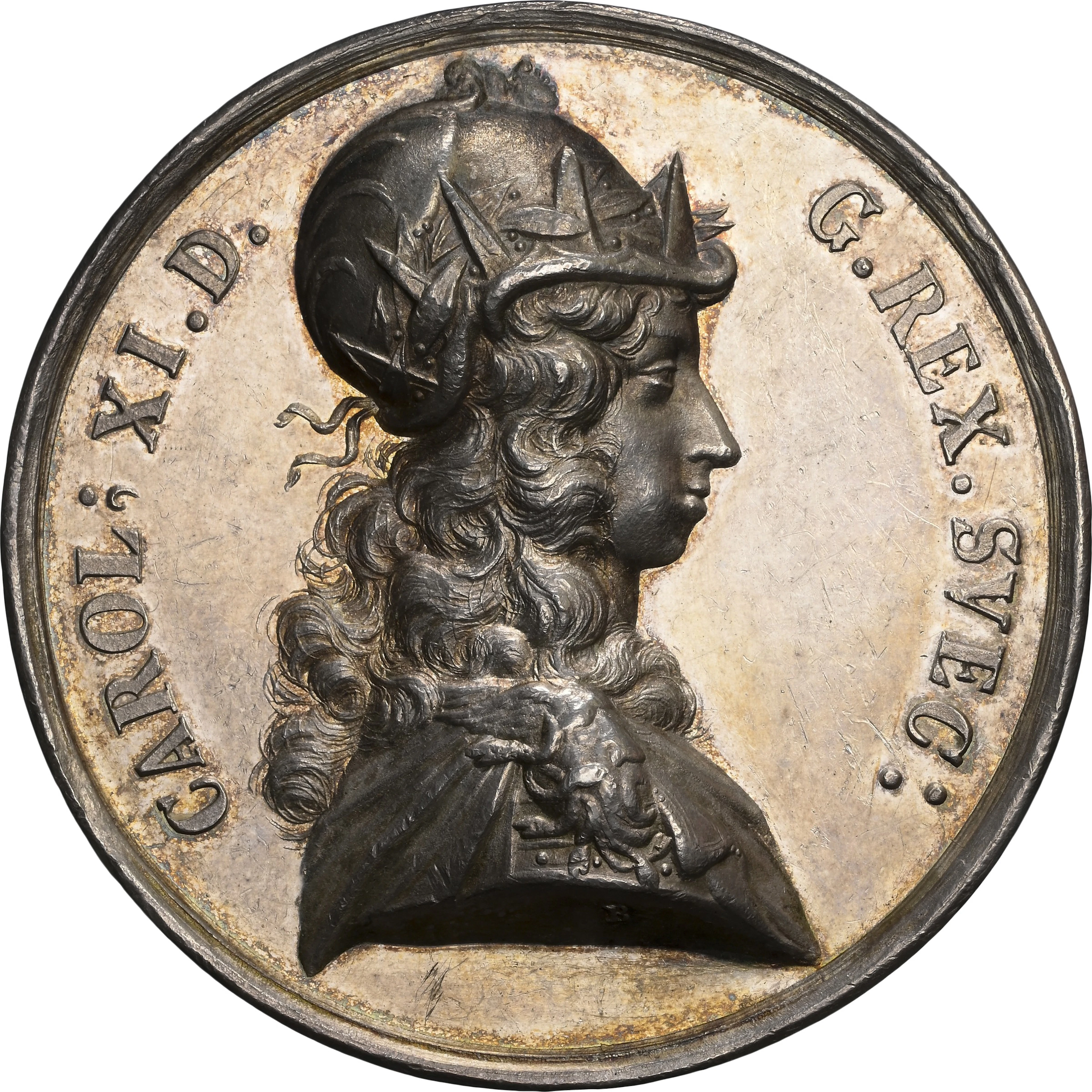 SWEDEN. Battle of Lund Silver Medal, 1676. Karl XI. NGC AU-58.