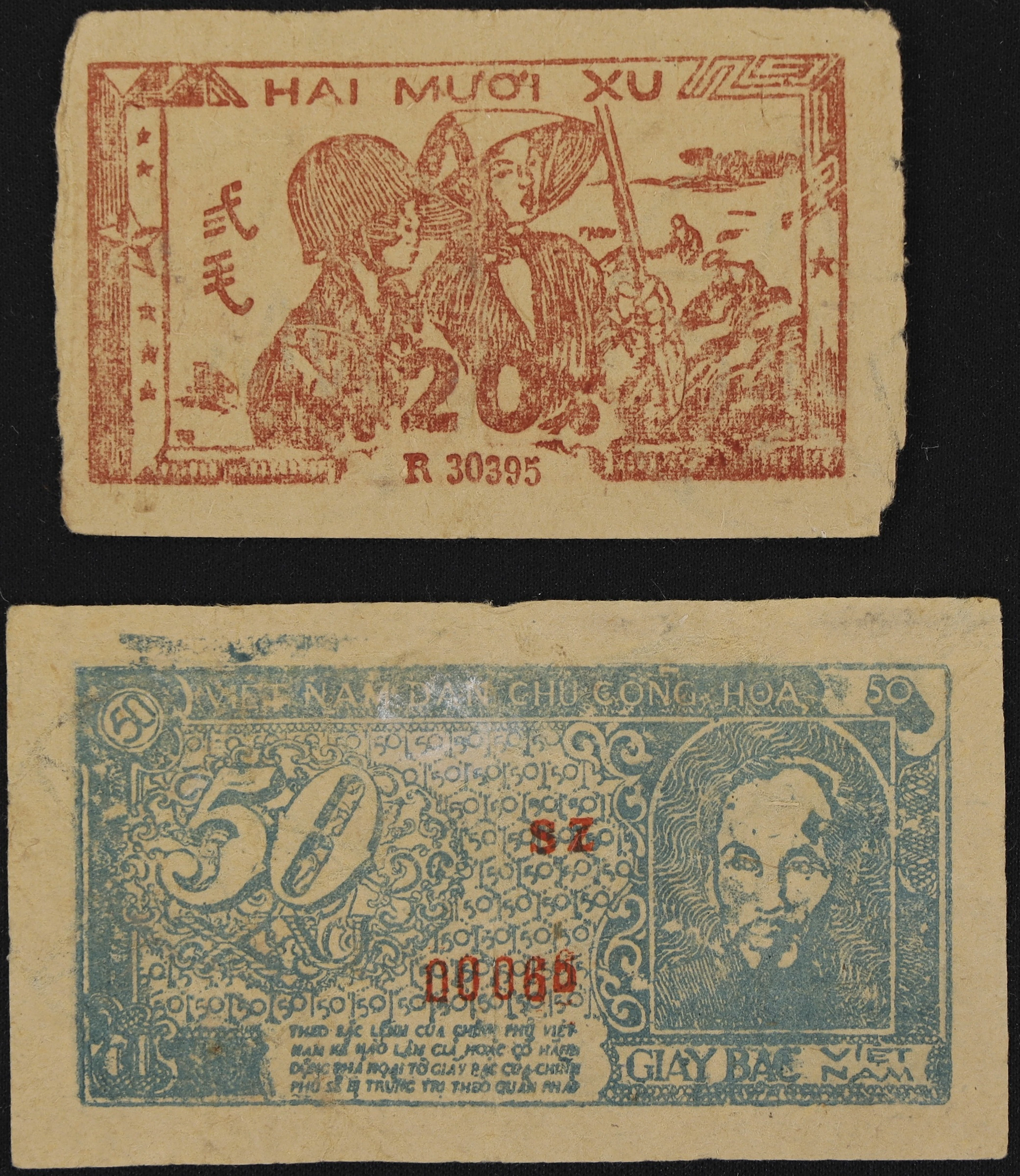 VIETNAM. Lot of (2). Viet-Nam Dan-Chu Cong-Hoa. 20 & 50 Xu, ND (1948).