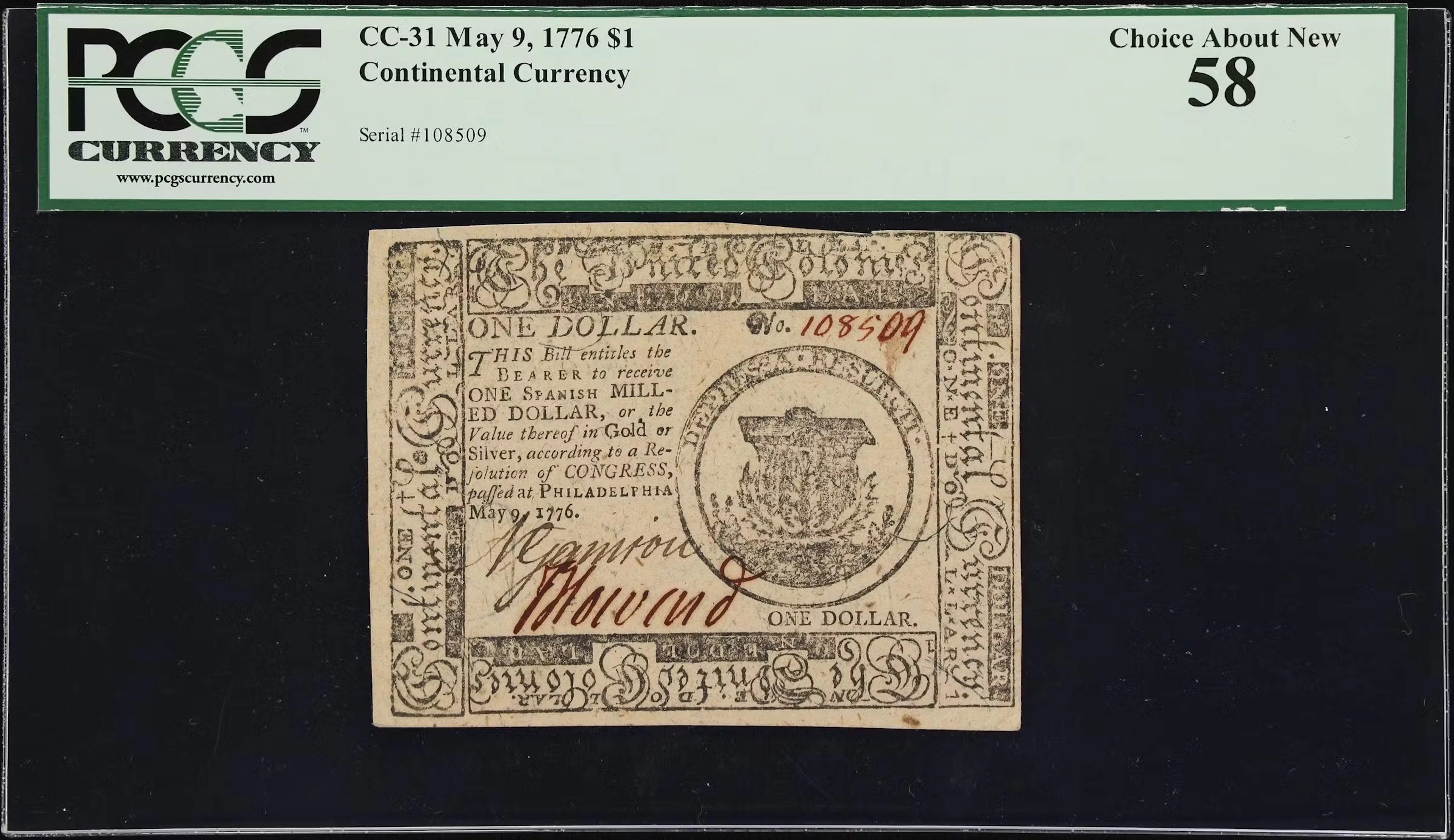 CC-31. Continental Currency. May 9, 1776. $1. PCGS Currency Choice