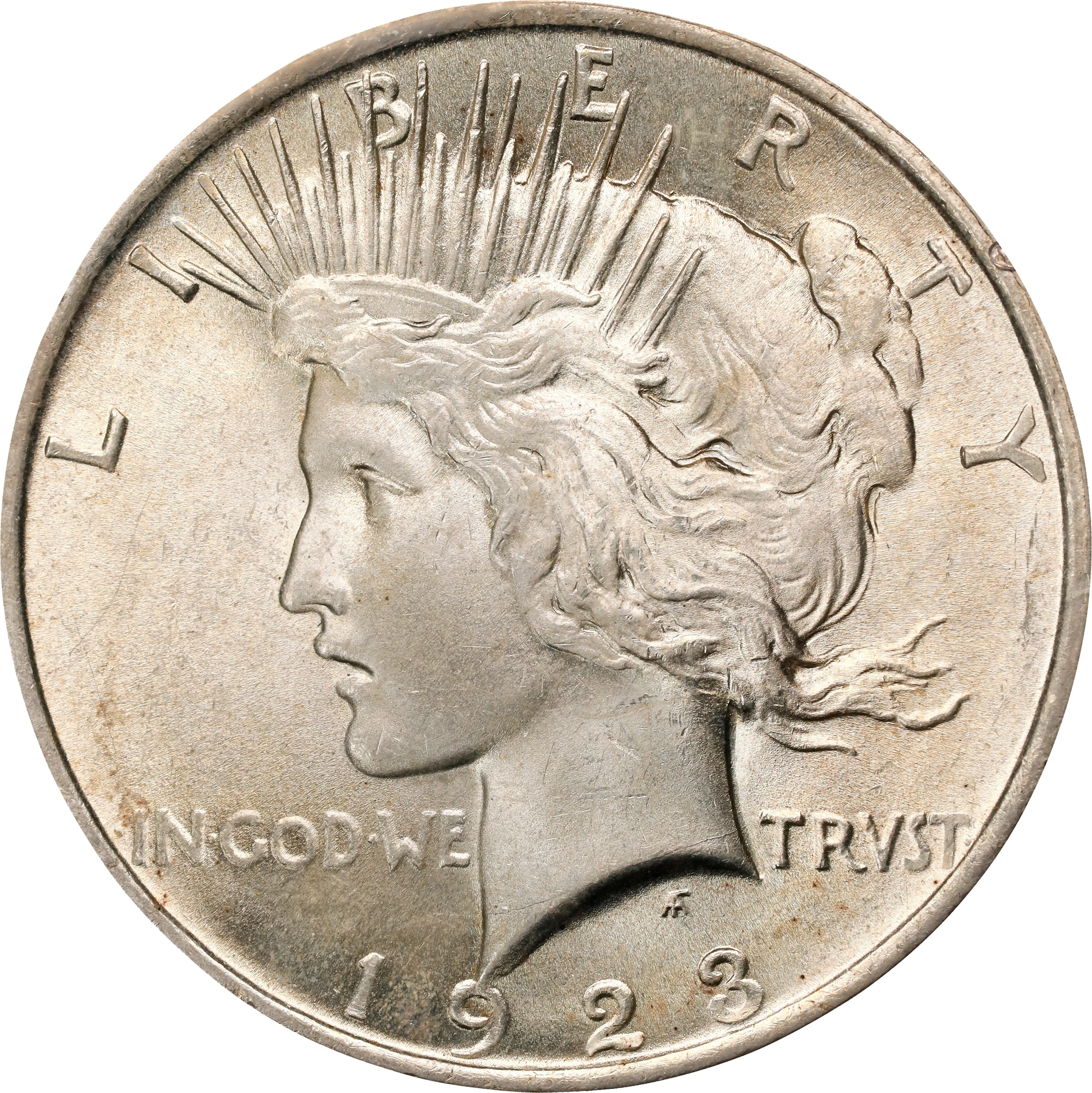 1923 Peace Silver Dollar. MS-63 (PCGS). OGH Generation 1.2 Rattler.