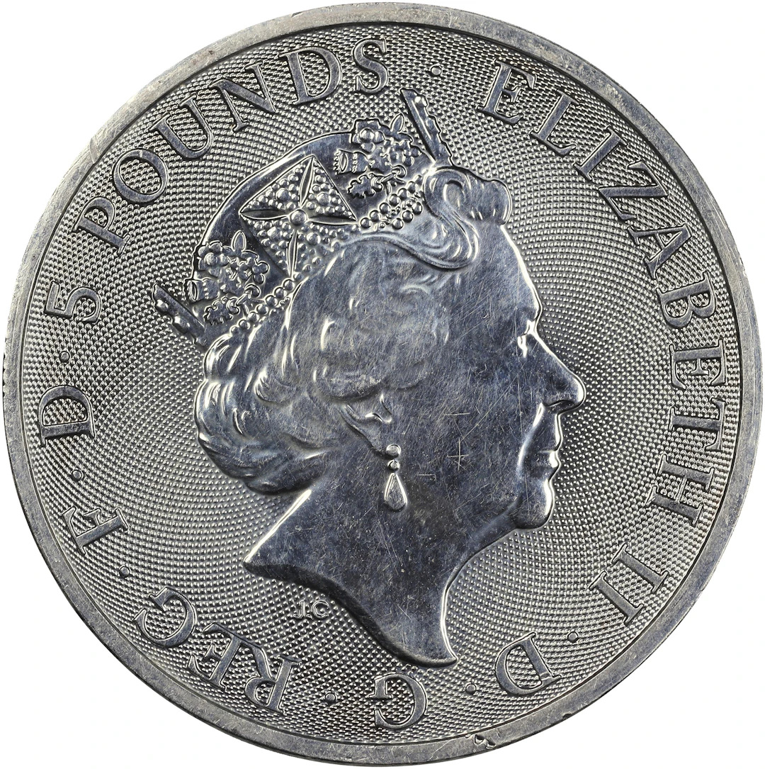 (2 oz, 62.208 g ASW). Great Britain. 2021 The Queen's Beasts 2 oz