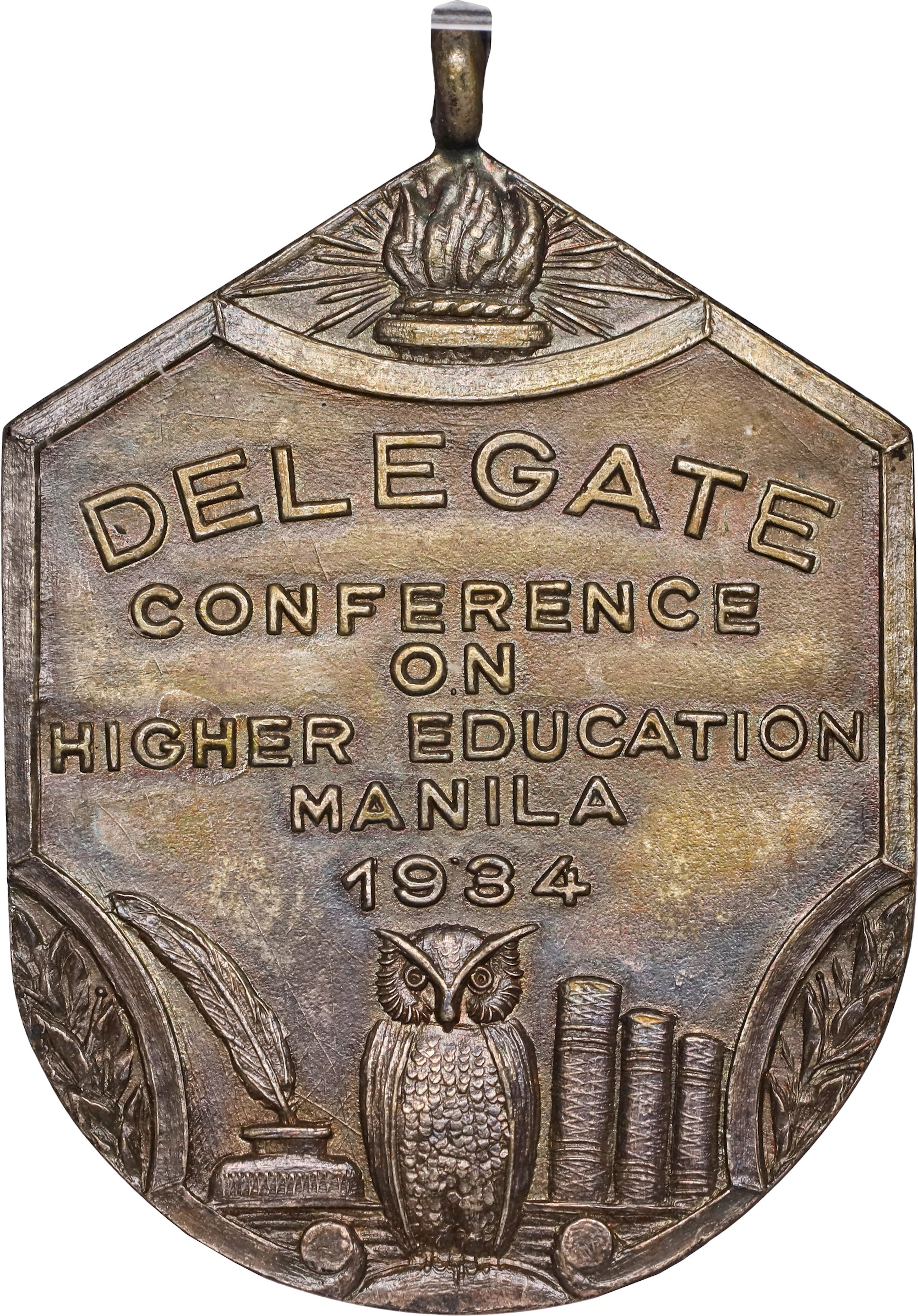 PHILIPPINES. Higher Education Conference Silvered Brass Medal, 1934. NGC MS-65.