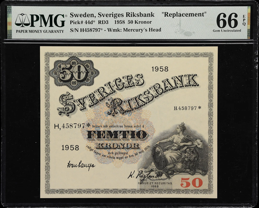 (◊) SWEDEN. Sveriges Riksbank. 50 Kronor, 1958. P-44d*. Replacement.