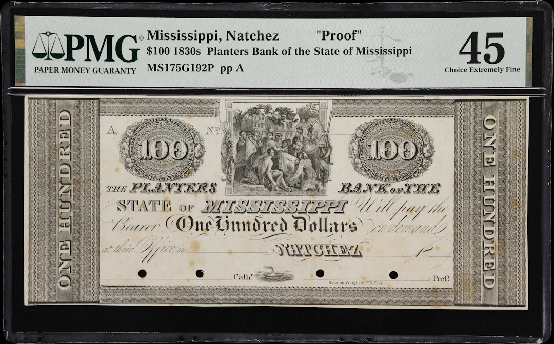 Natchez, Mississippi. Planters Bank of the State of Mississippi. 18xx