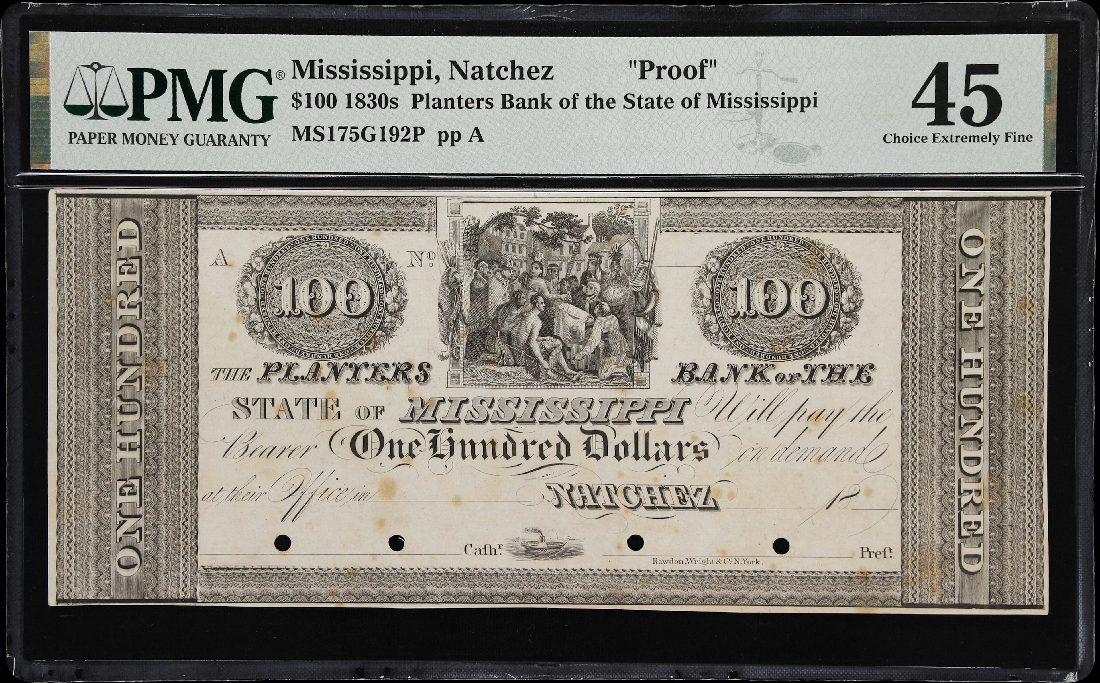 Natchez, Mississippi. Planters Bank of the State of Mississippi. 18xx