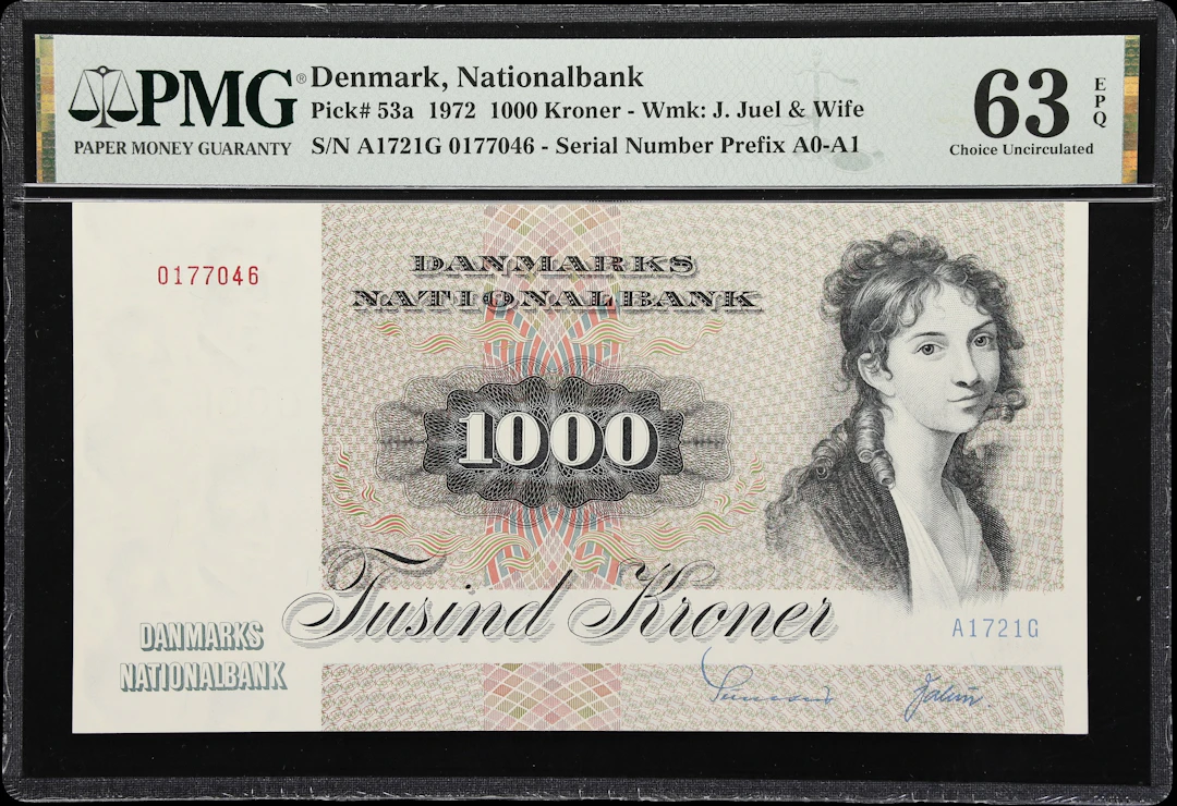 (◊) DENMARK. Danmarks Nationalbank. 1000 Kroner, 1972. P-53a. PMG