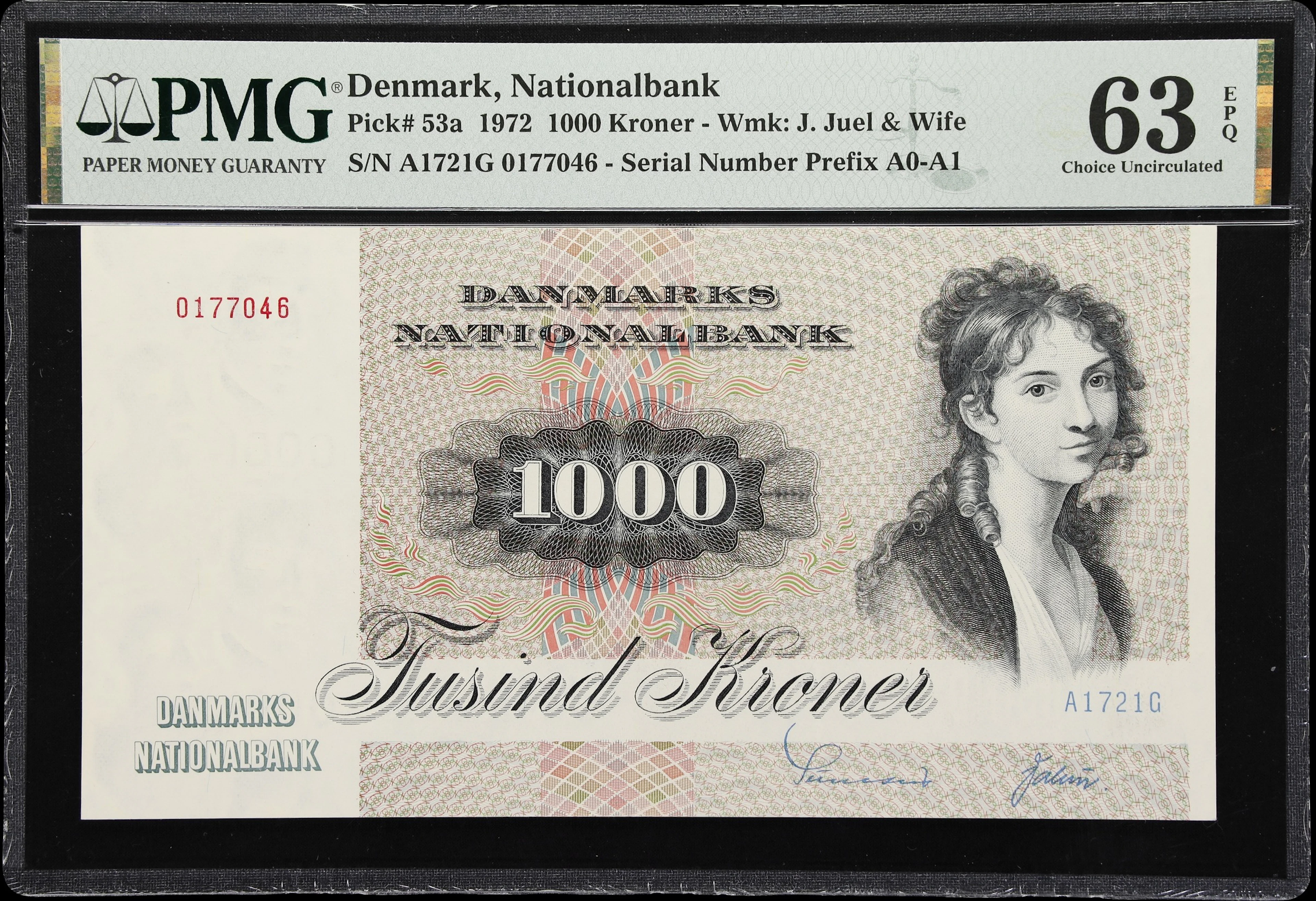 (◊) DENMARK. Danmarks Nationalbank. 1000 Kroner, 1972. P-53a. PMG