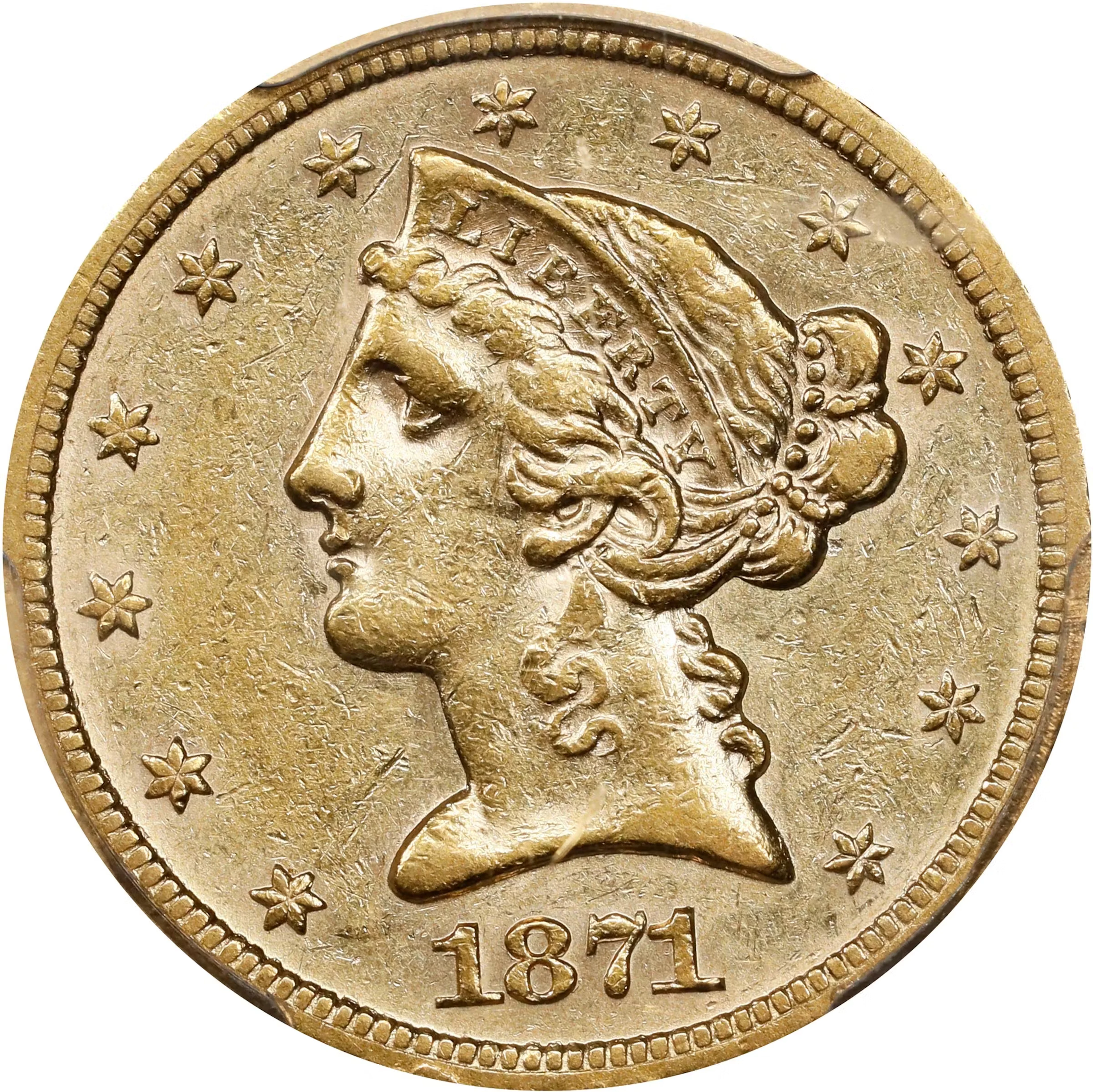 1871-S Liberty Head Half Eagle. AU-53 (PCGS).